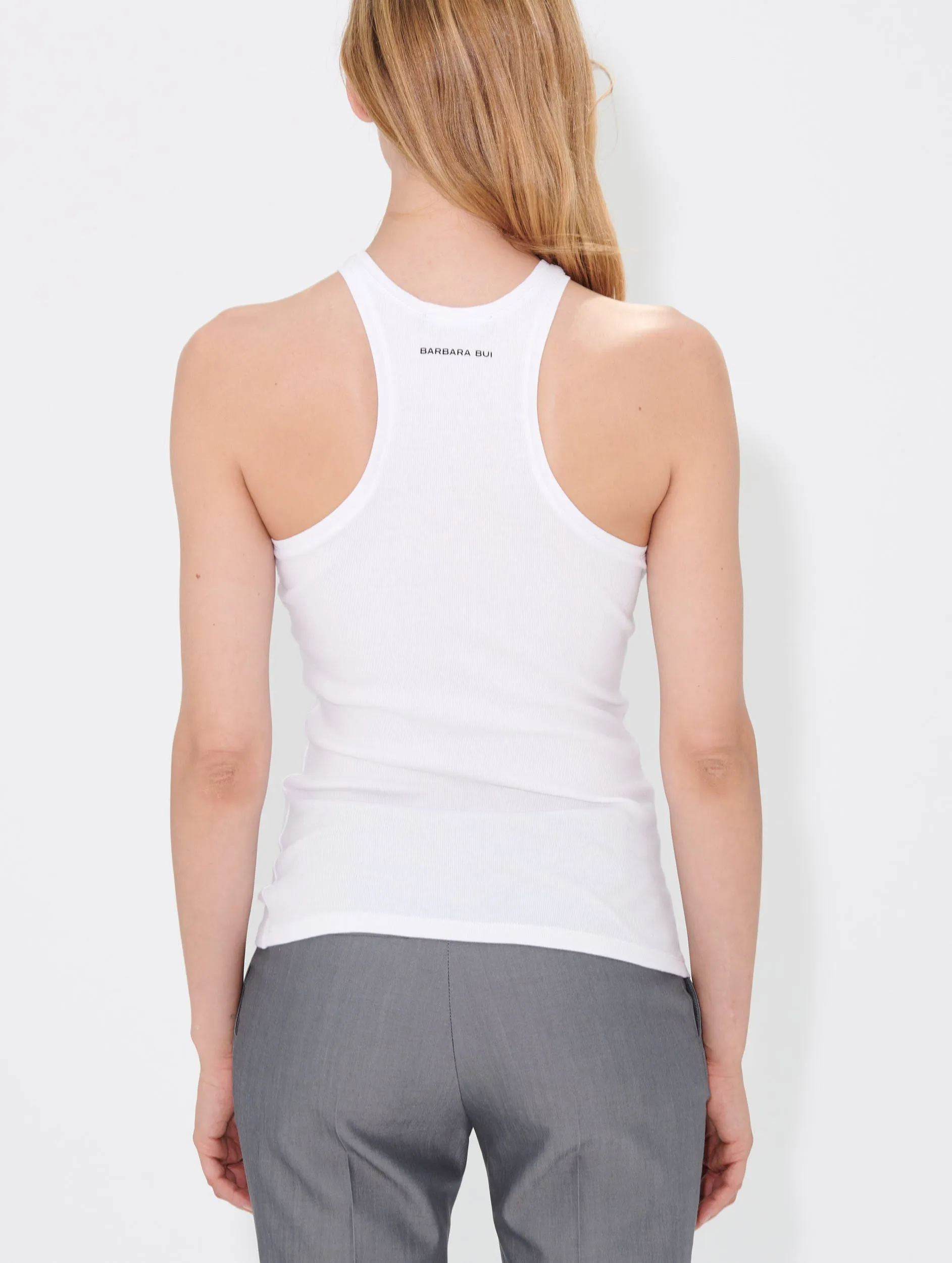 Halterneck cotton jersey tank top