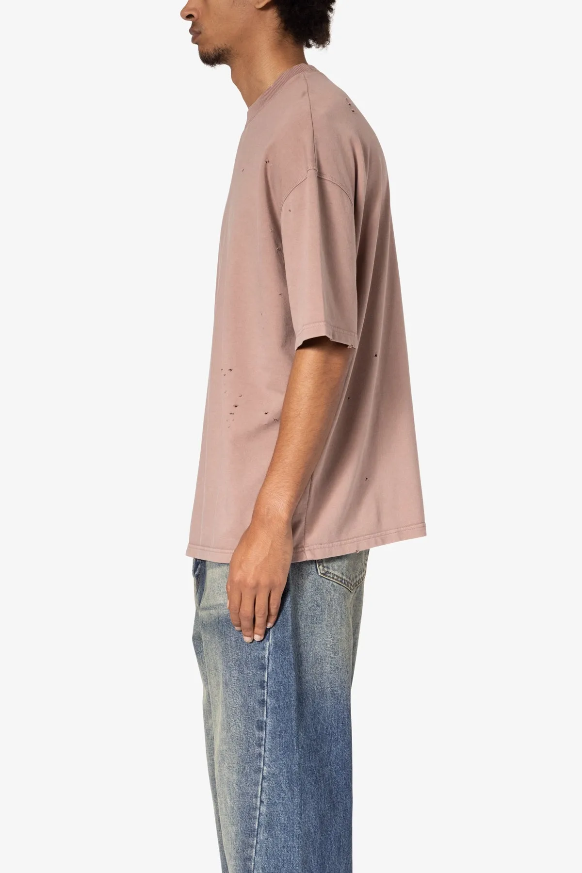 Heavy Distressed Tee - Mauve