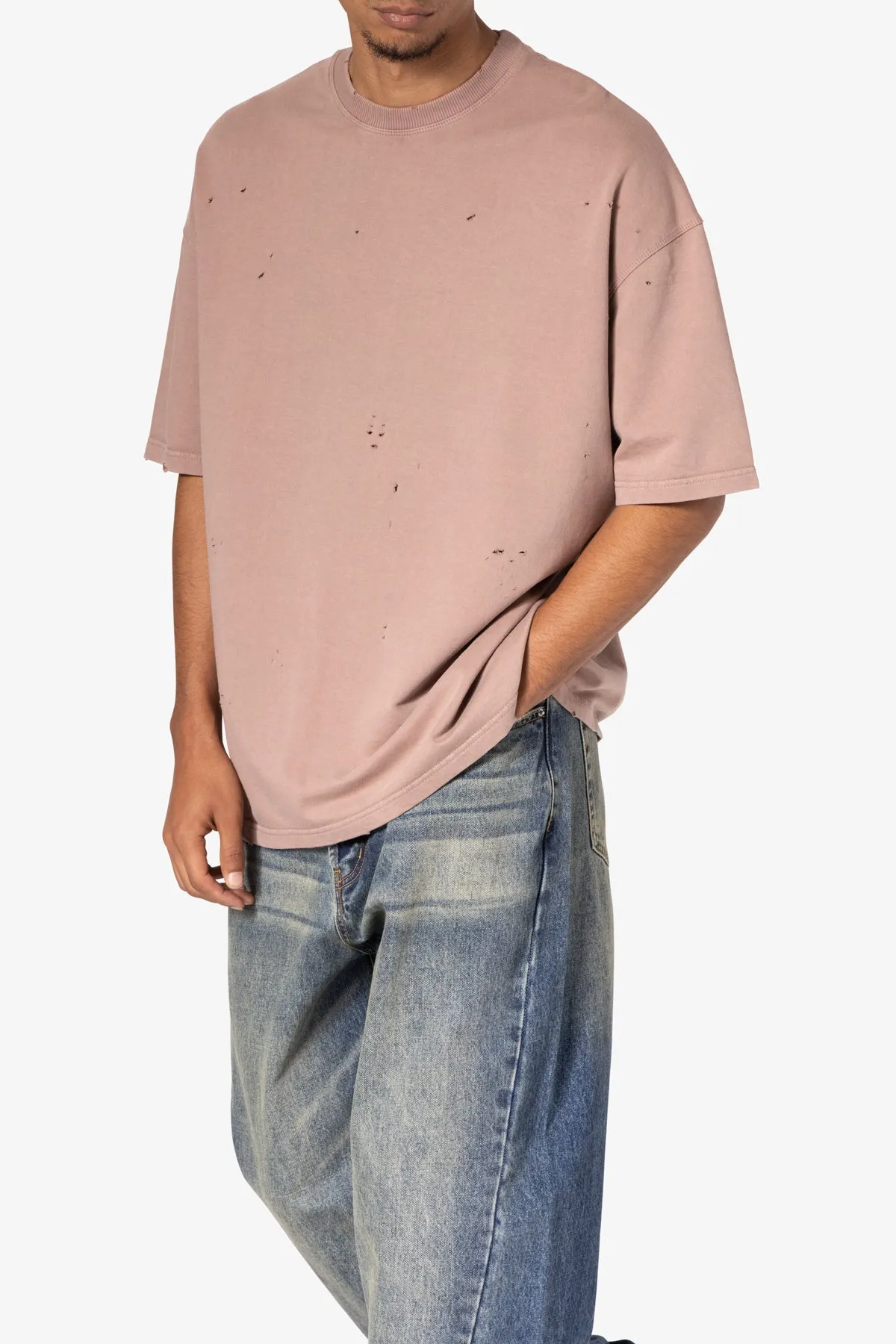 Heavy Distressed Tee - Mauve