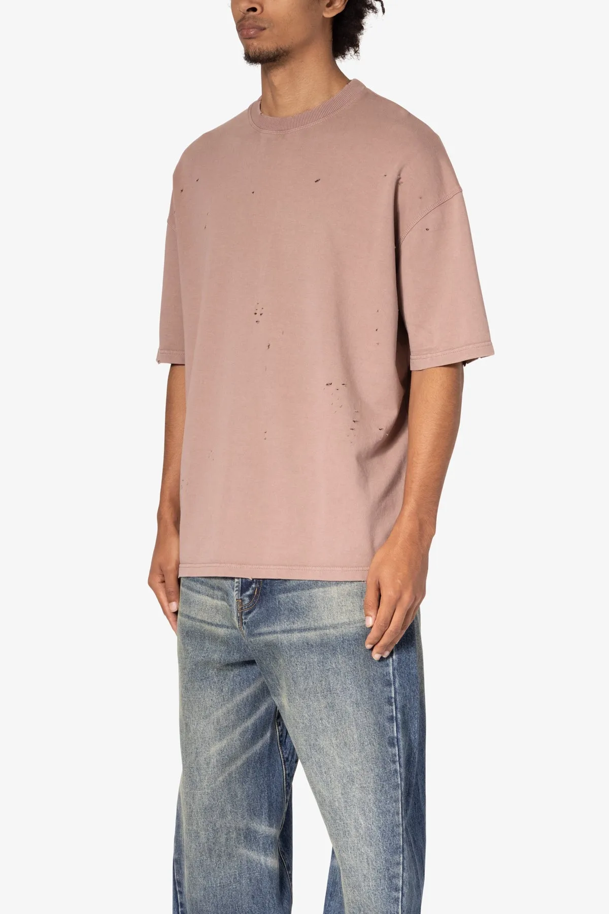 Heavy Distressed Tee - Mauve