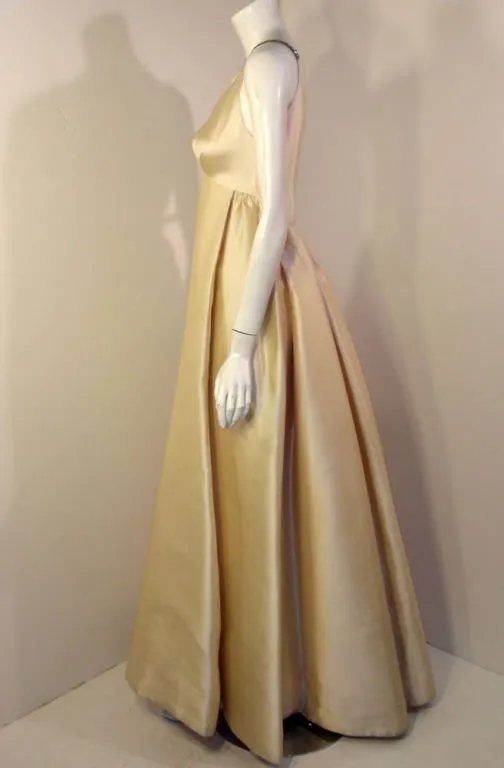 HELEN ROSE 1960s Vintage Ivory Gown, Rhinestone Straps