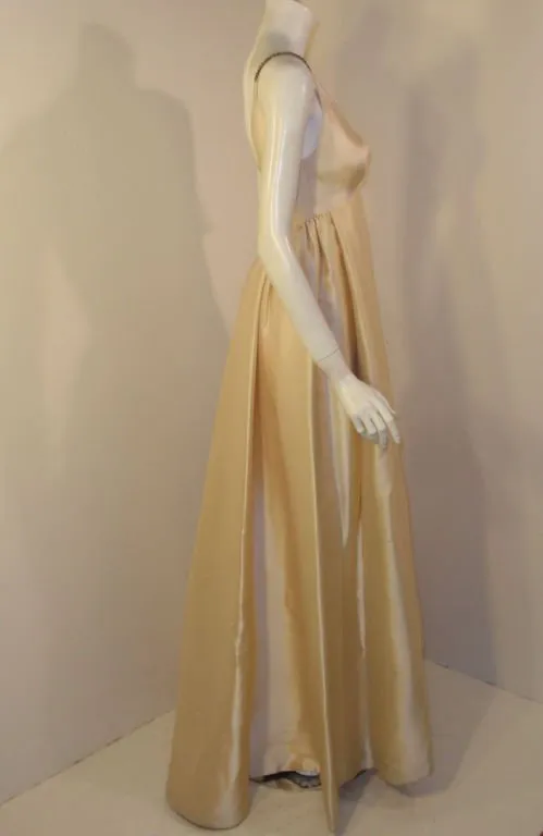 HELEN ROSE 1960s Vintage Ivory Gown, Rhinestone Straps