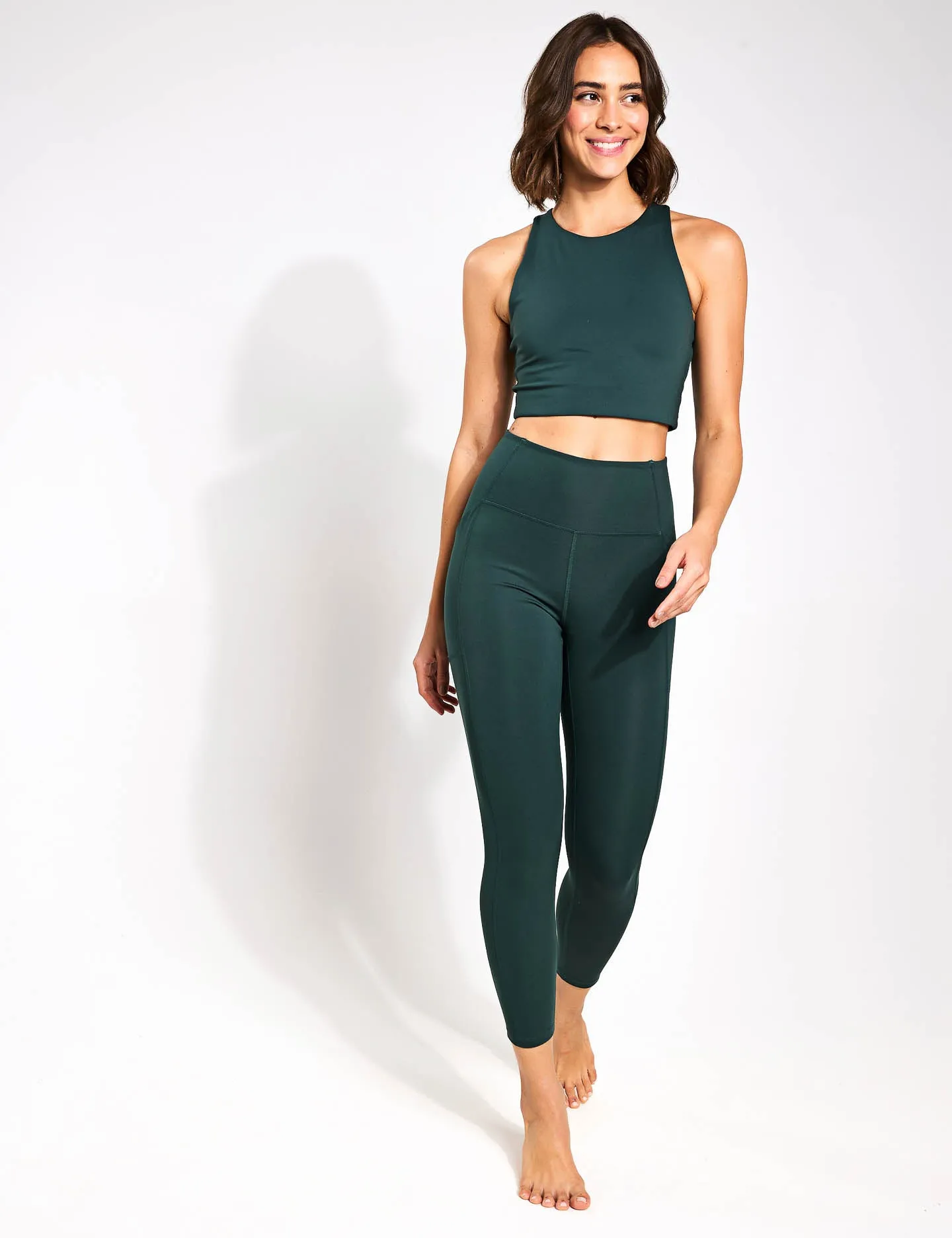 High Waisted 7/8 Pocket Legging - Moss