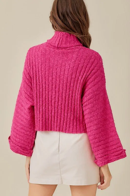 Hot Pink Turtleneck Sweater