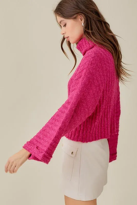 Hot Pink Turtleneck Sweater