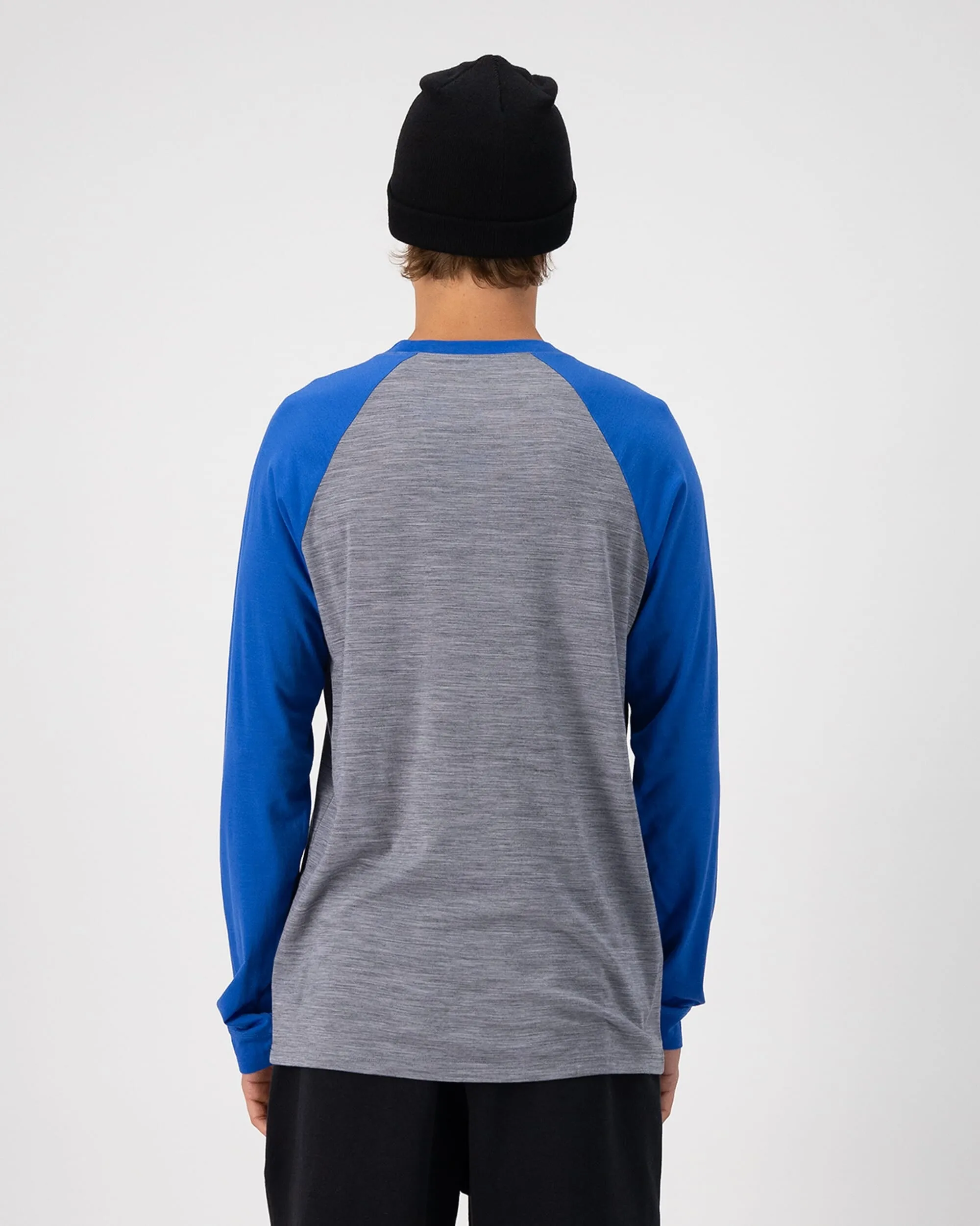 Icon Merino Raglan Long Sleeve - Grey Heather / Cobalt