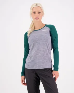 Icon Merino Raglan Long Sleeve - Grey Heather / Evergreen