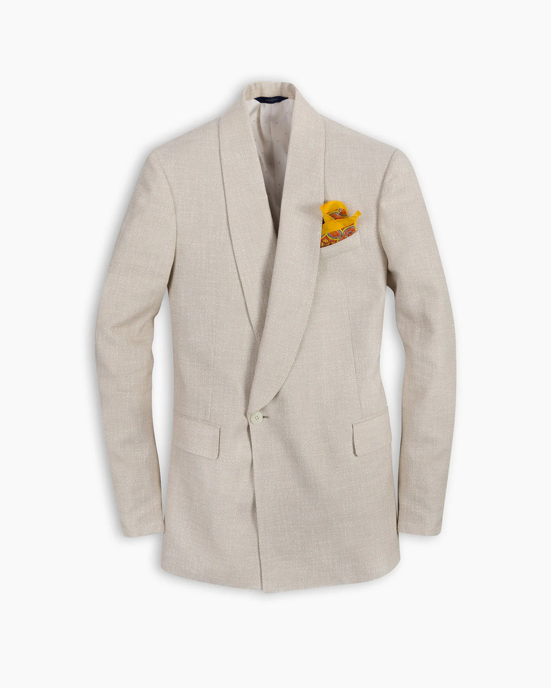 Ivory Wool Double Breasted Shawl Blazer