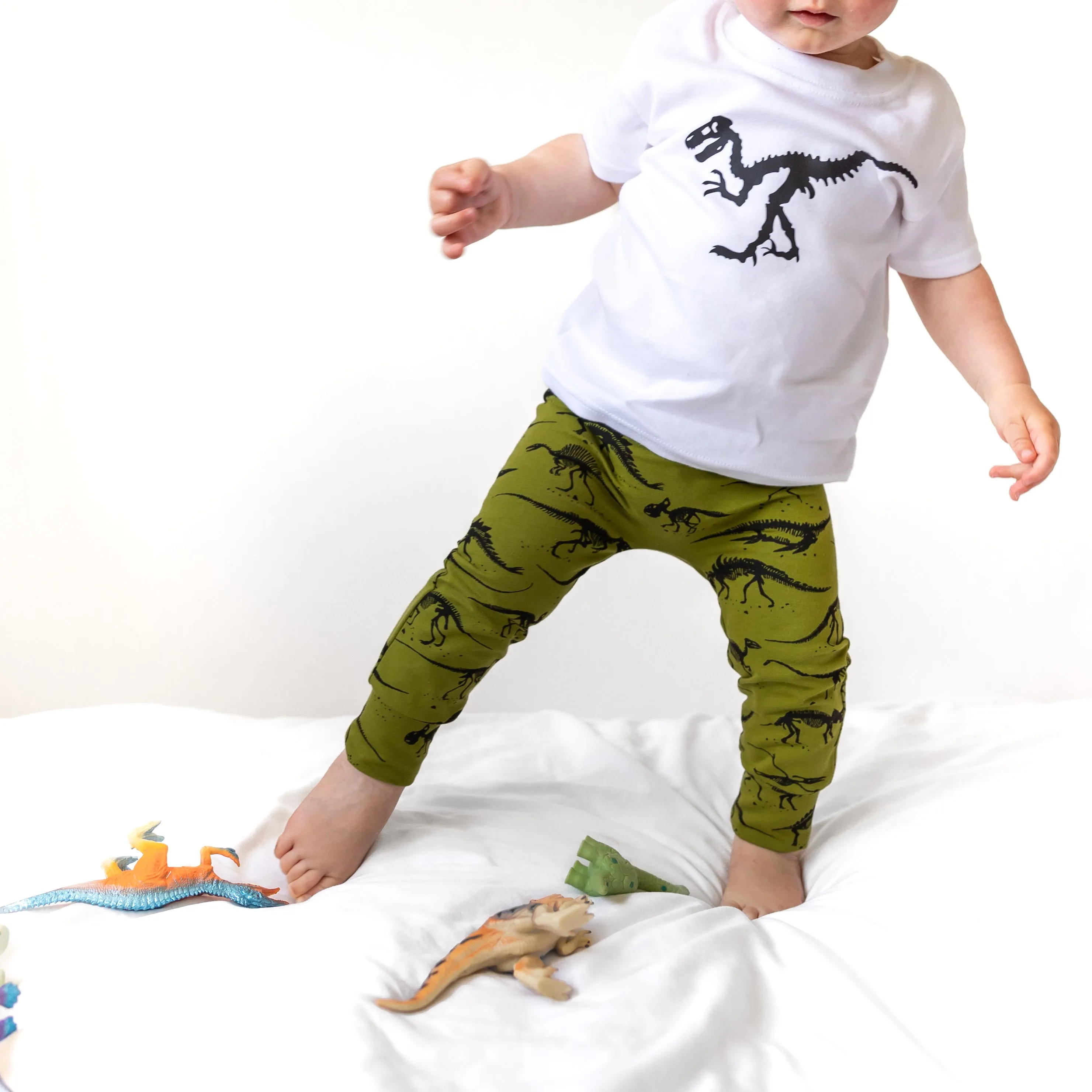 Khaki Dino Leggings 0-9 Years