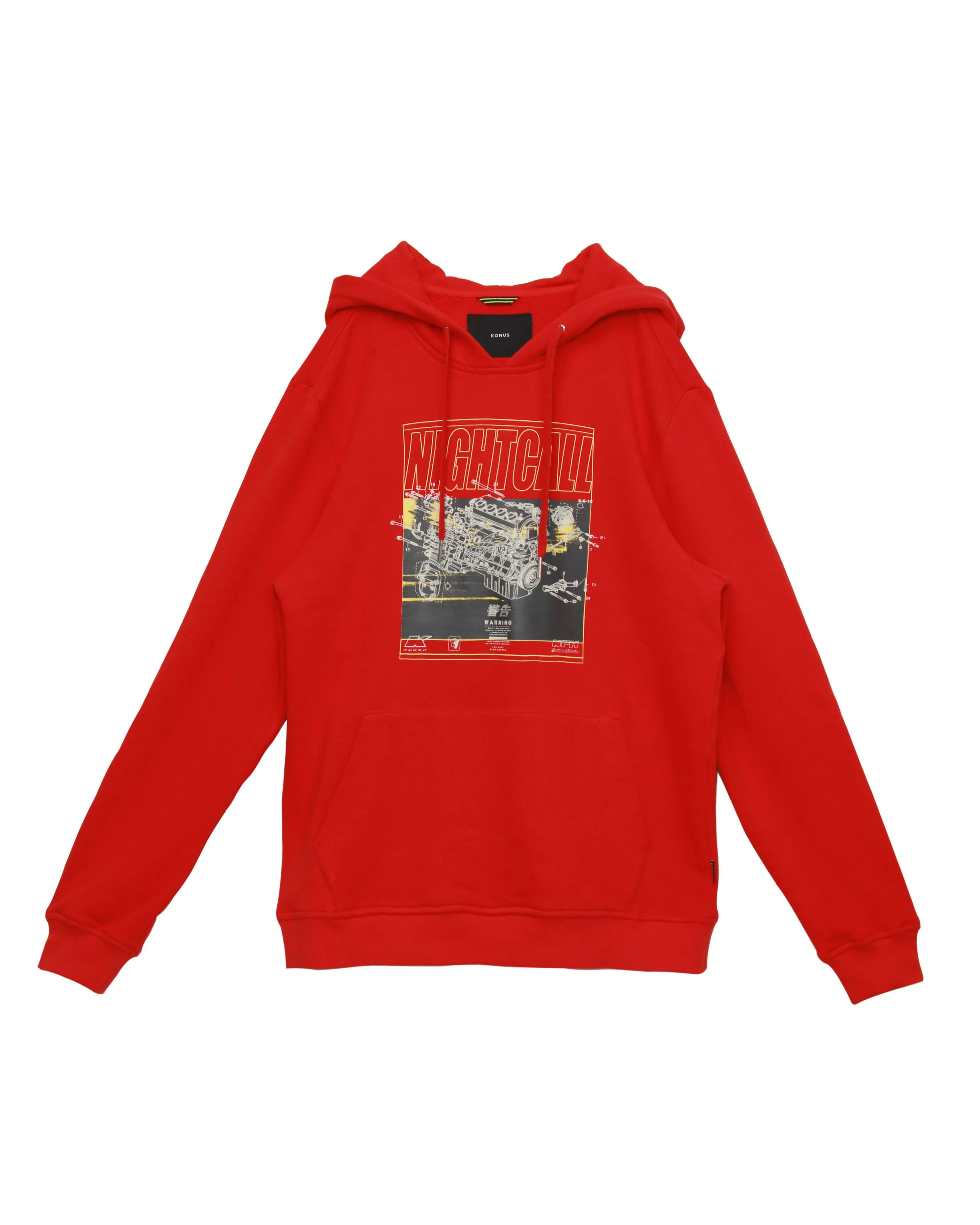 Konus Men's Graphic Pullover Hoodie in Red