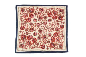 Large Square Satin Scarf Navy and Red Theme Circles Print SAT016