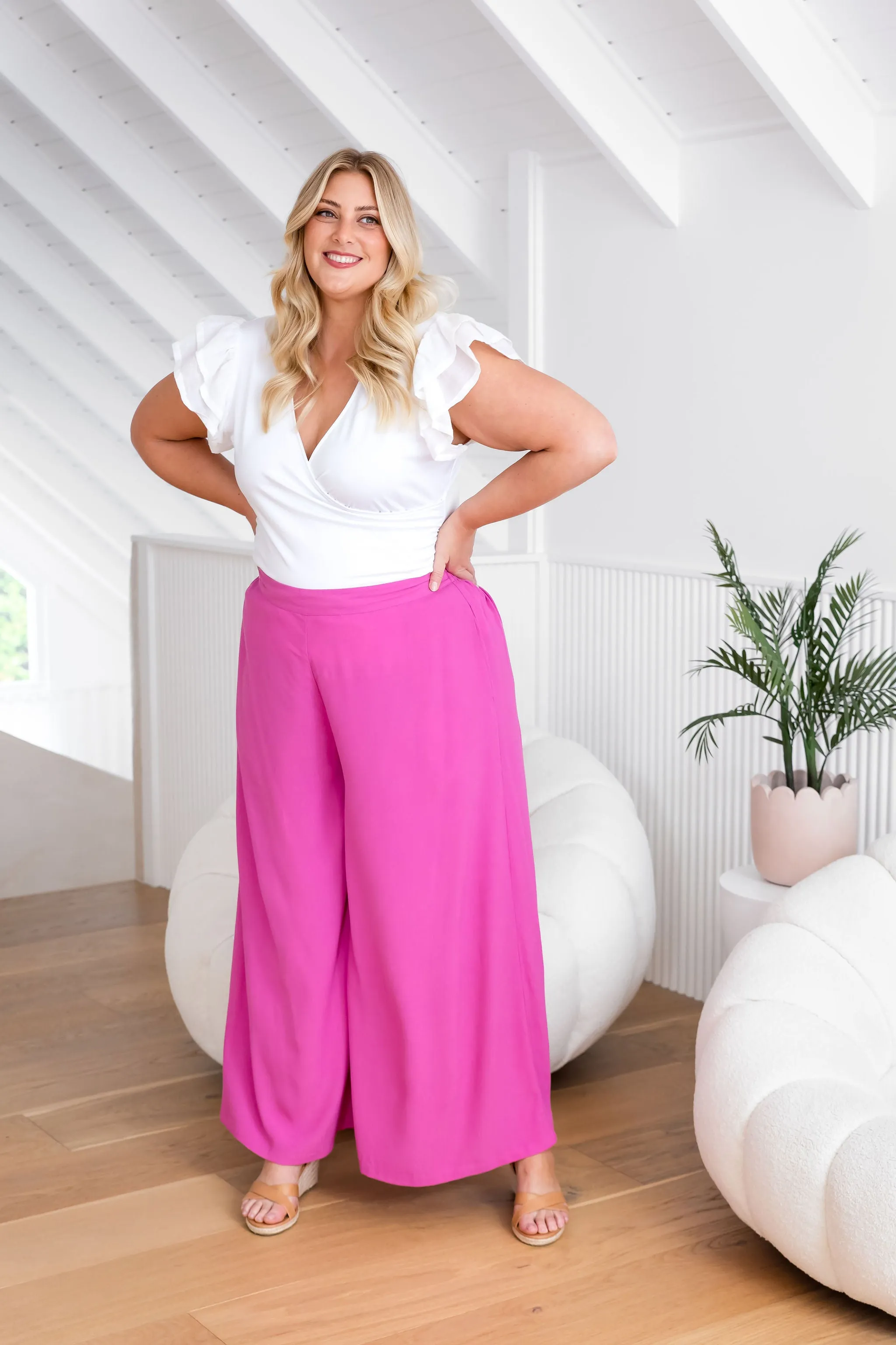 Larsa Pants in Fuchsia Pink