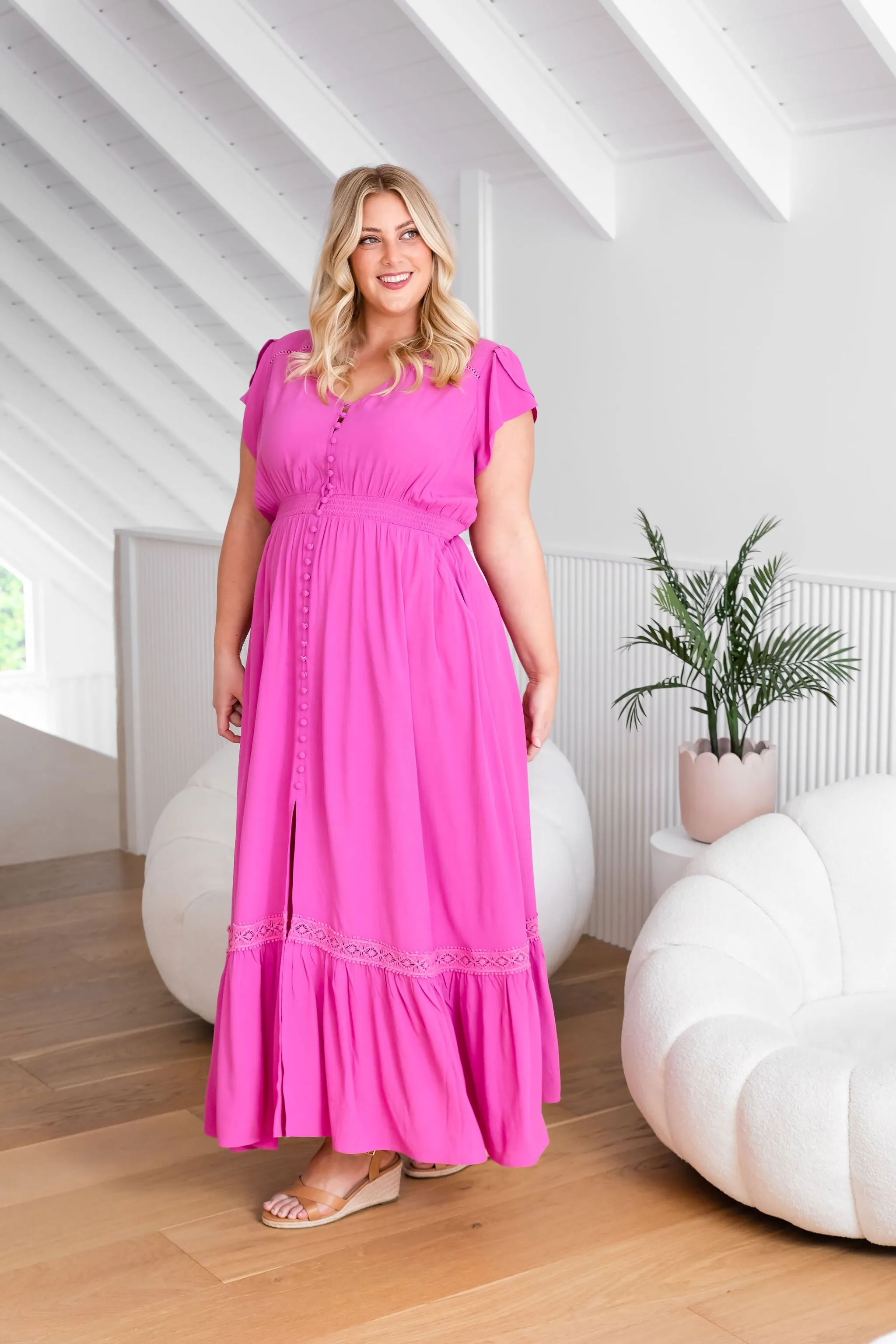 Louisa Dress in Fuchsia Pink