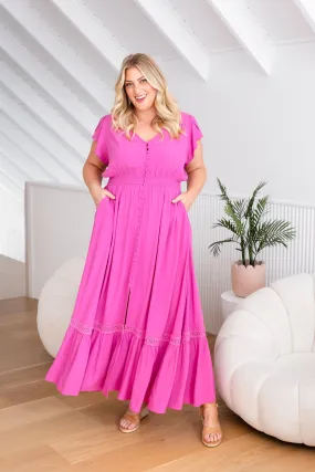 Louisa Dress in Fuchsia Pink