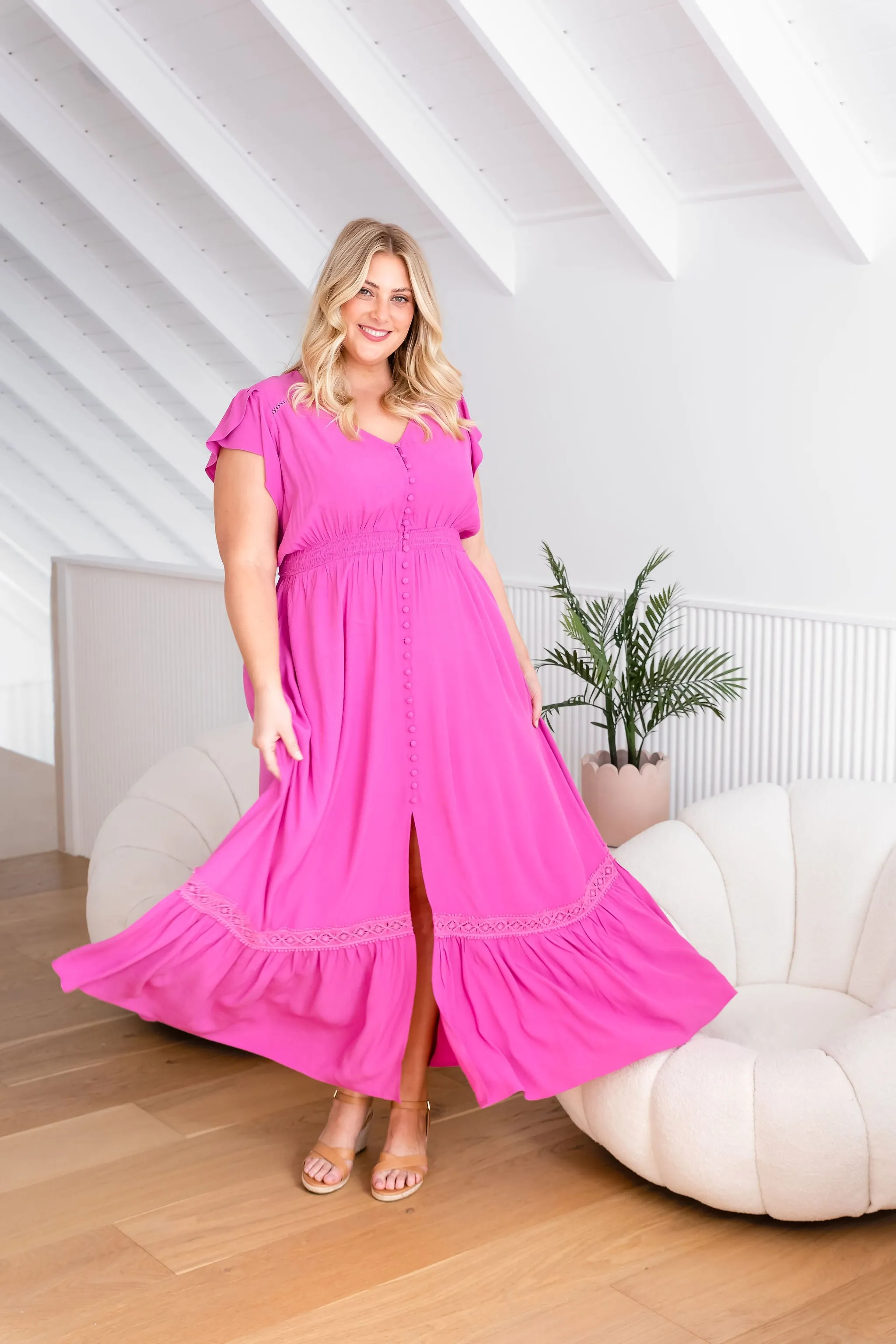 Louisa Dress in Fuchsia Pink