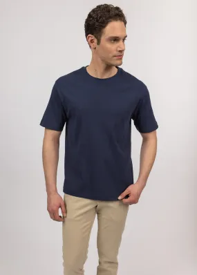 Lumio short sleeves t-shirt - round neck, in cotton (MARINE)