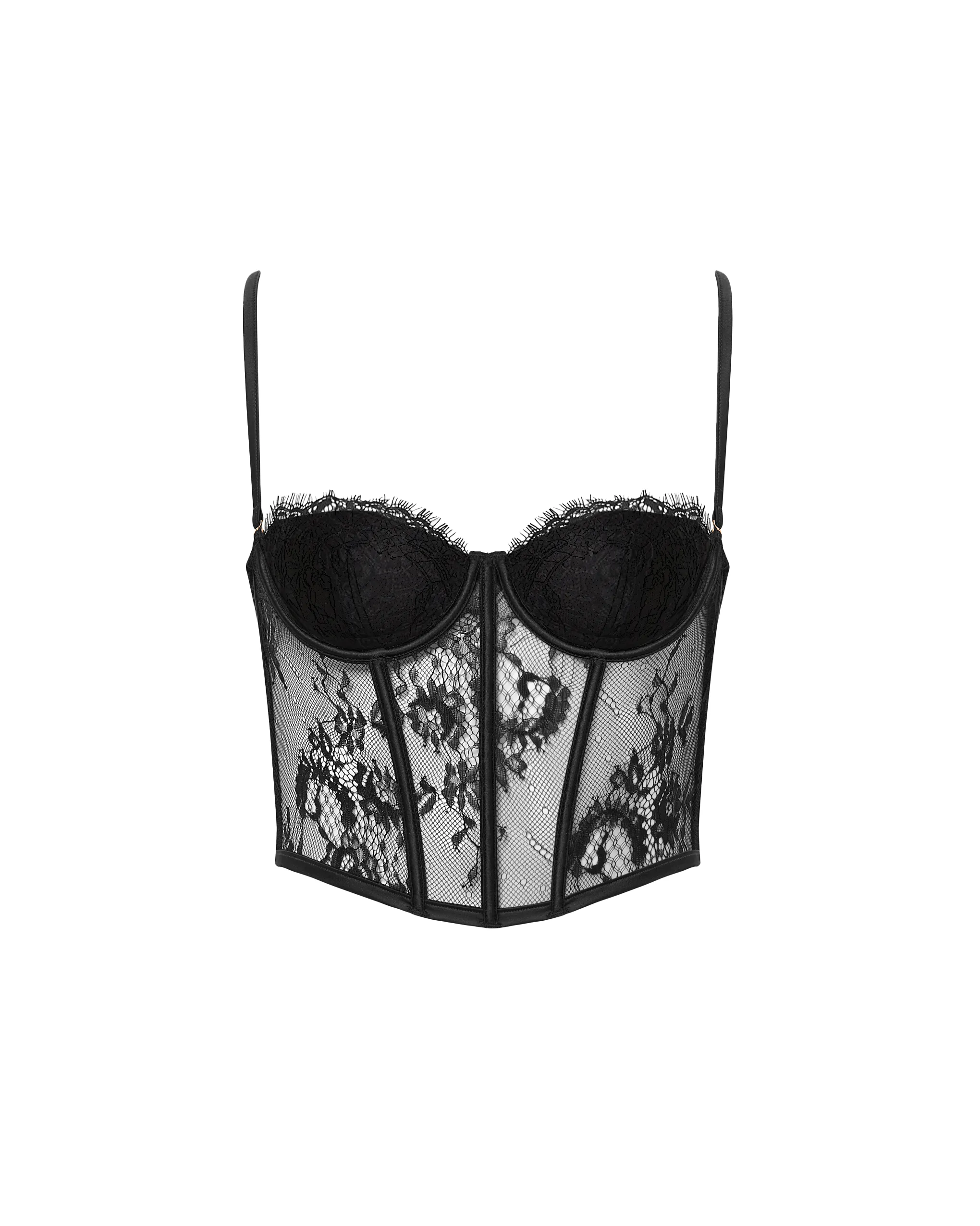 Madeline Wired Bustier (with detachable shoulder straps) Black