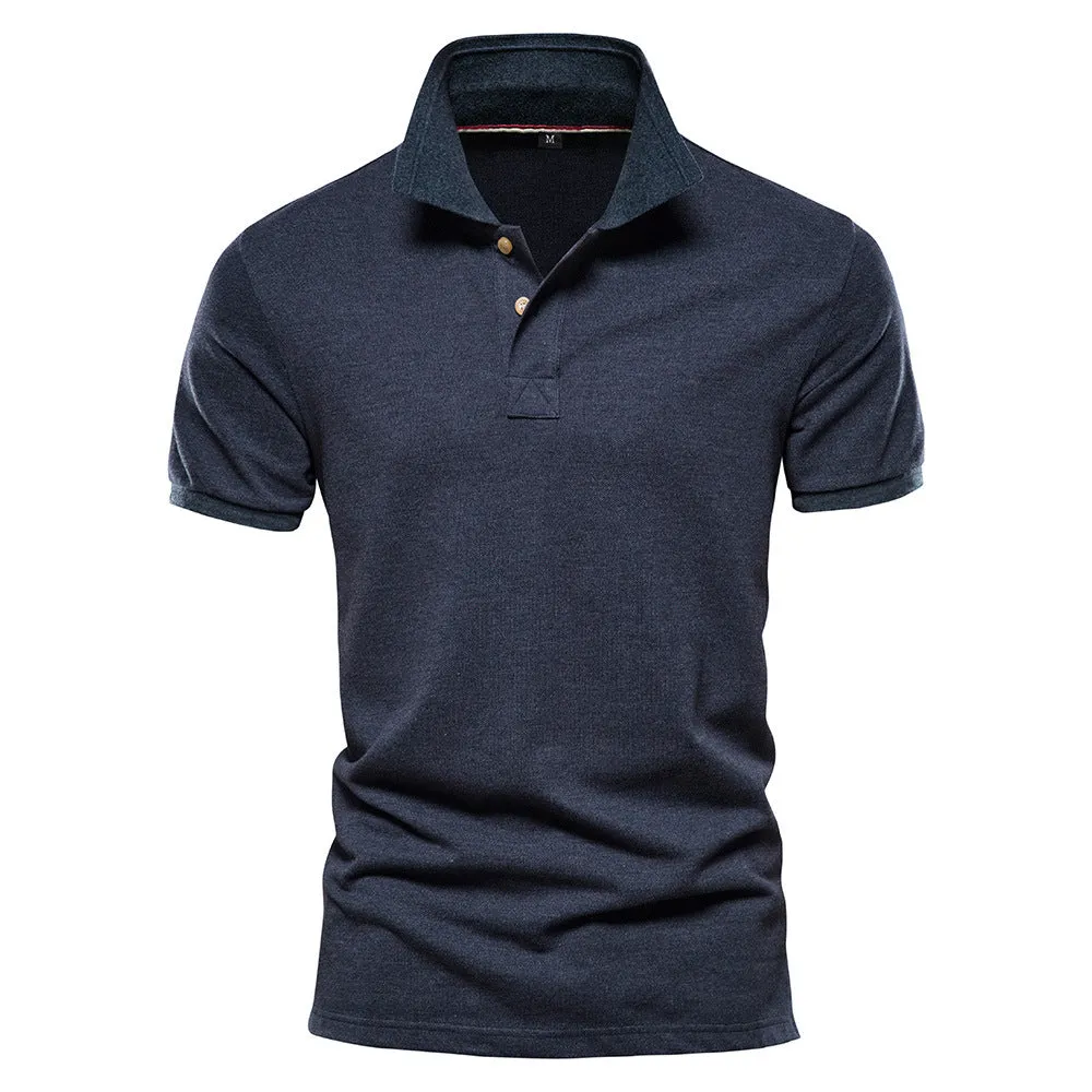 Men's 100% Cotton Solid Color Polo Shirt