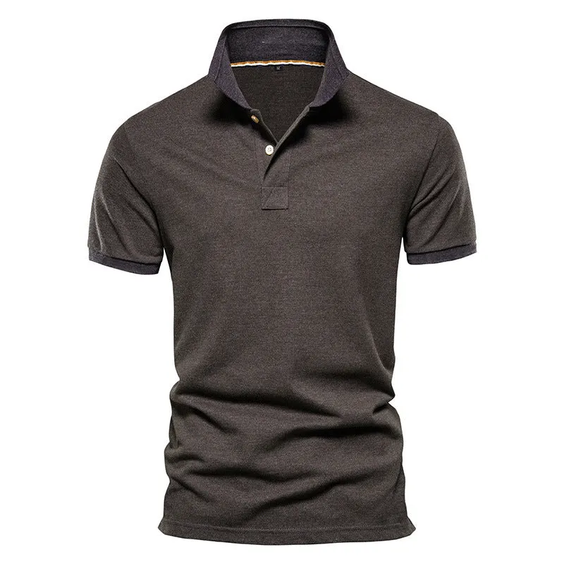 Men's 100% Cotton Solid Color Polo Shirt