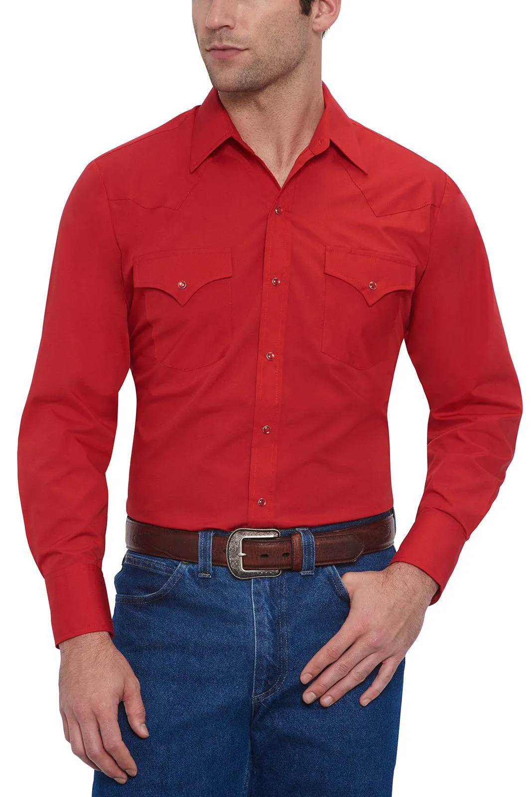 Men's Ely Cattleman Long Sleeve Solid Western Snap Shirt