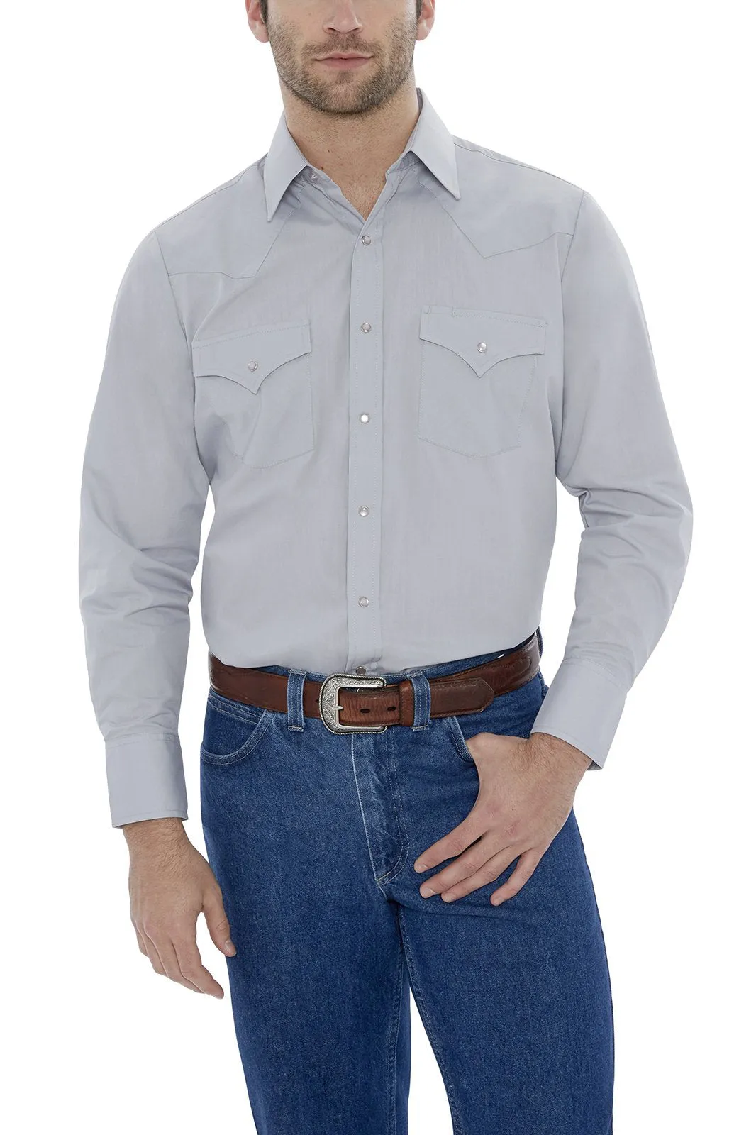 Men's Ely Cattleman Long Sleeve Solid Western Snap Shirt