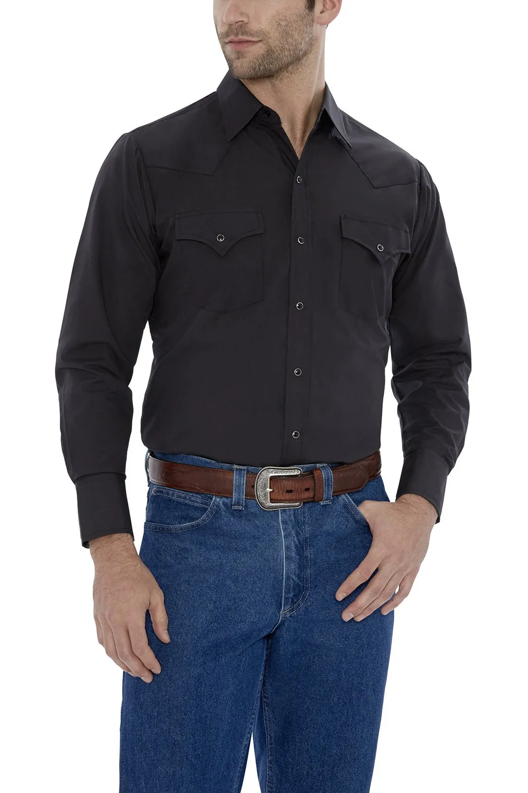 Men's Ely Cattleman Long Sleeve Solid Western Snap Shirt