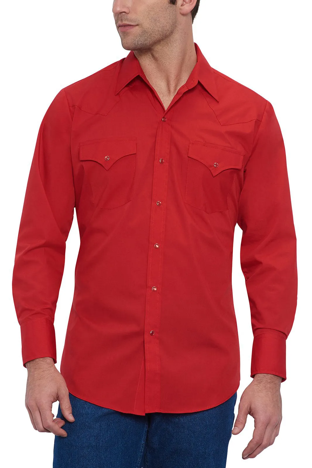 Men's Ely Cattleman Long Sleeve Solid Western Snap Shirt