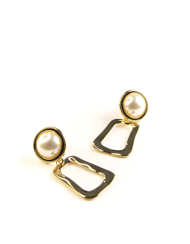 MIA PEARL TEXTURED DROP EARRINGS GOLD PEARL