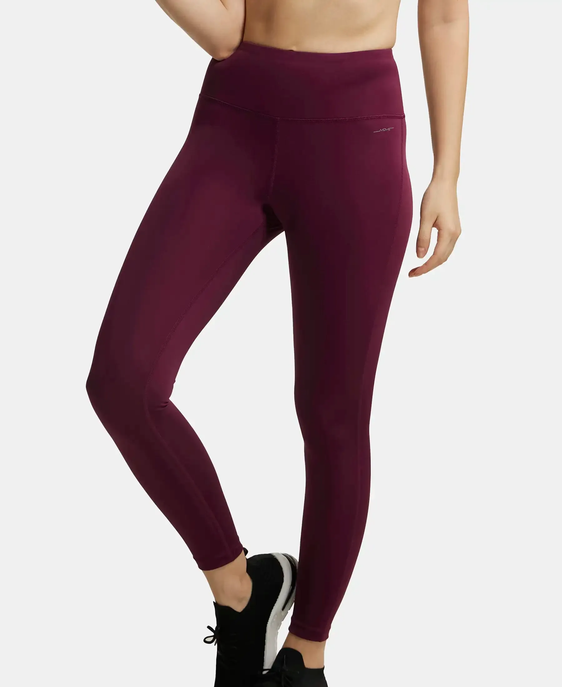 Microfiber Elastane Stretch Performance 7/8th Leggings with Broadwaistband & Back Pocket - Wine Tasting