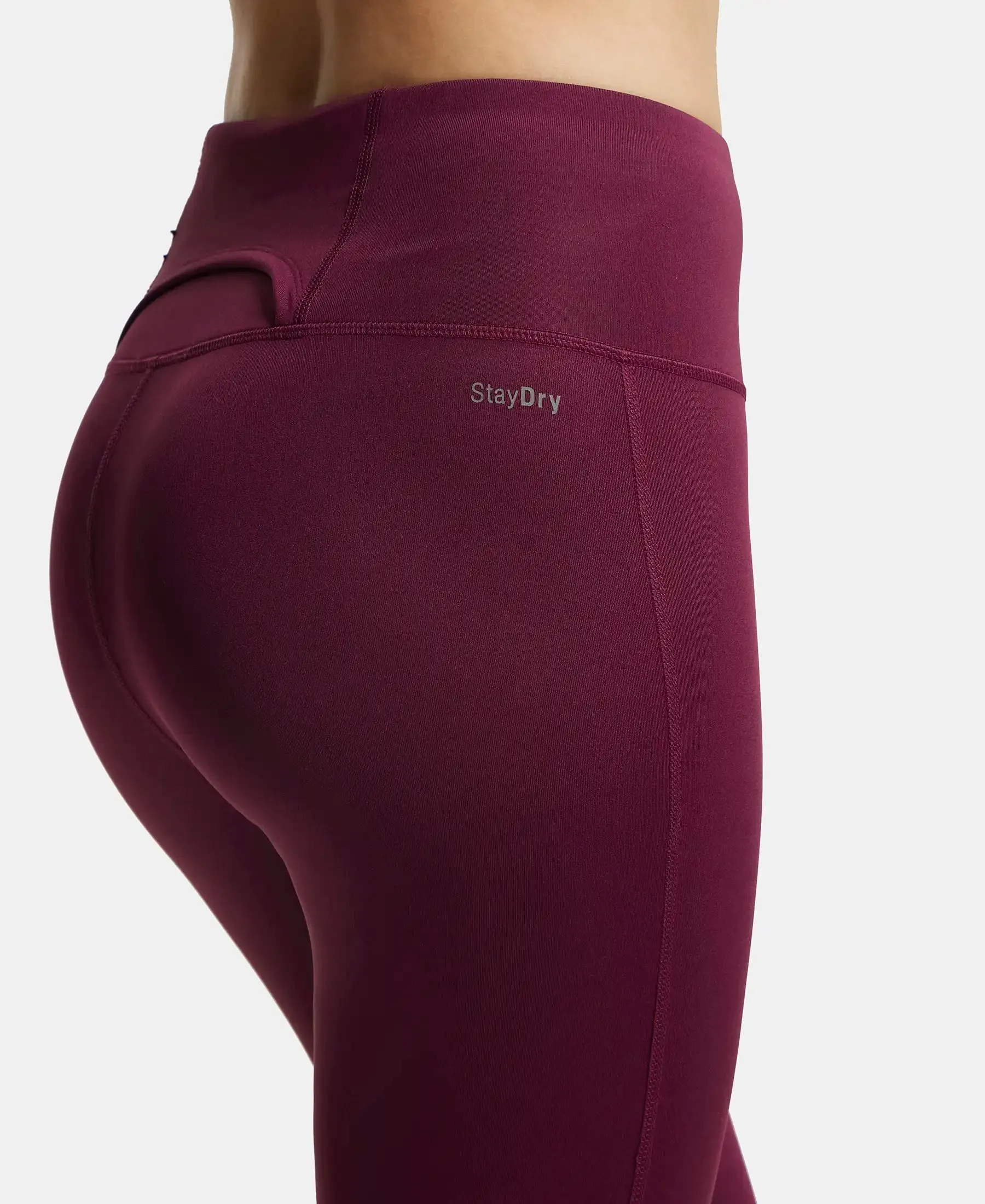 Microfiber Elastane Stretch Performance 7/8th Leggings with Broadwaistband & Back Pocket - Wine Tasting