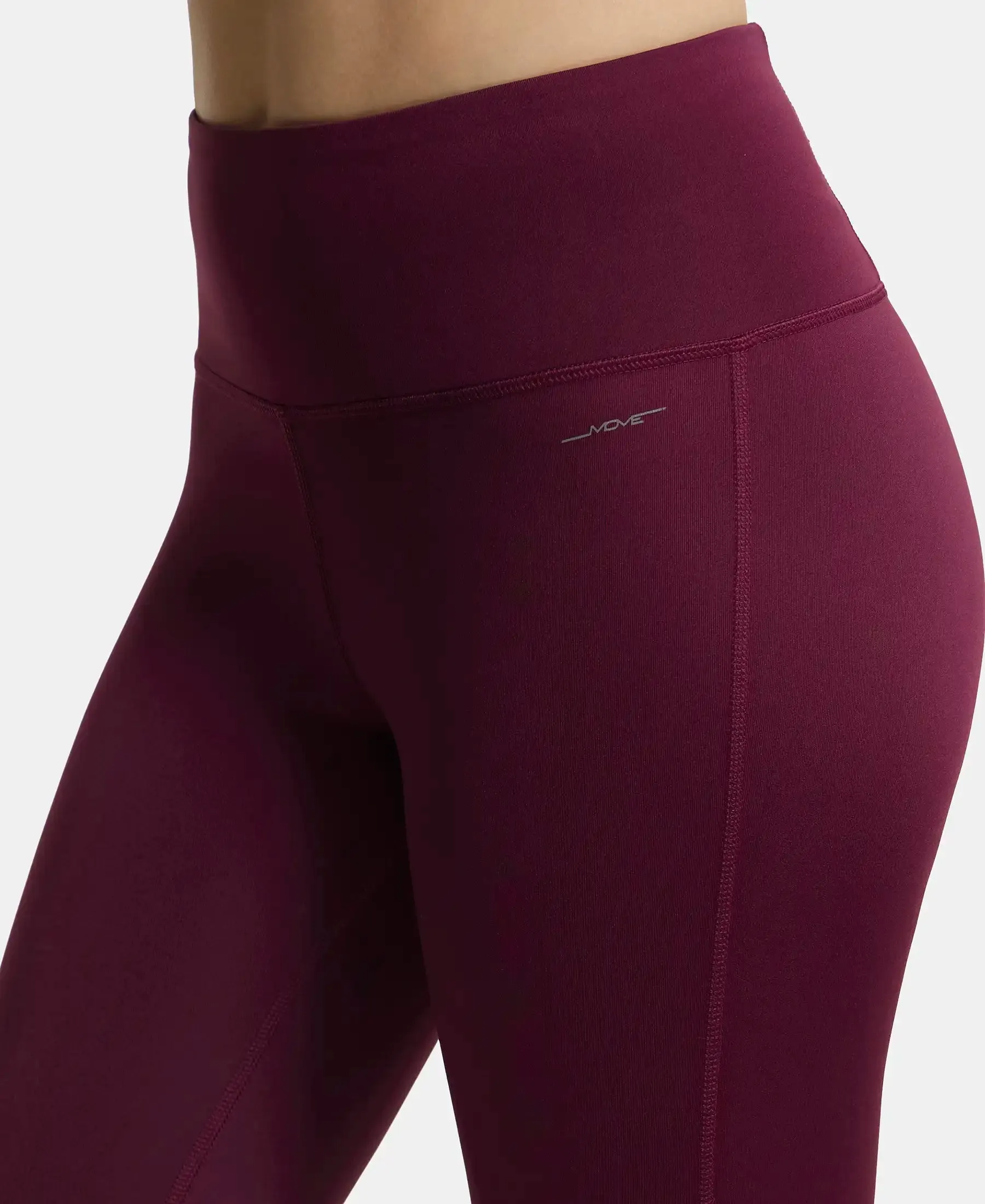 Microfiber Elastane Stretch Performance 7/8th Leggings with Broadwaistband & Back Pocket - Wine Tasting