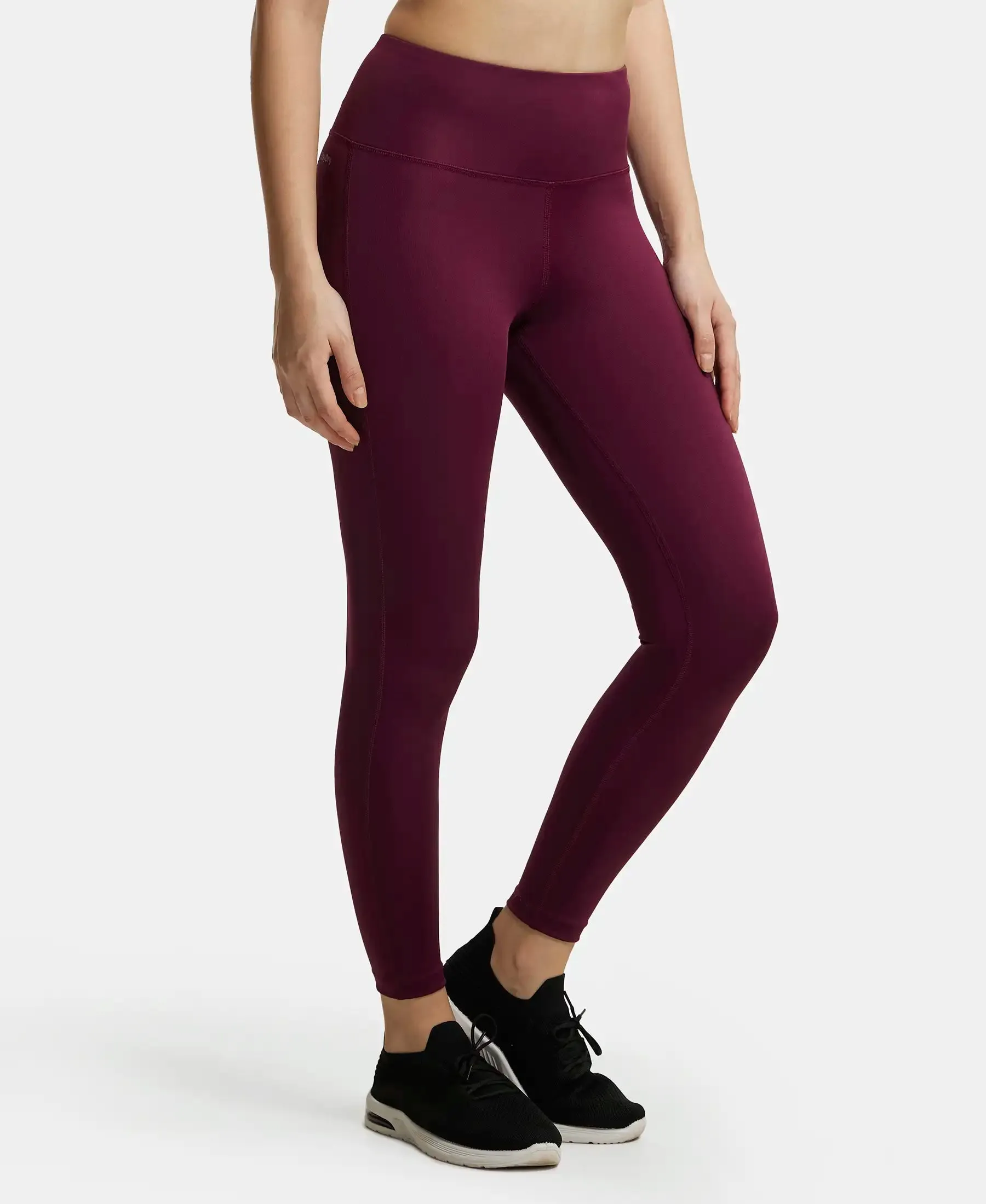 Microfiber Elastane Stretch Performance 7/8th Leggings with Broadwaistband & Back Pocket - Wine Tasting