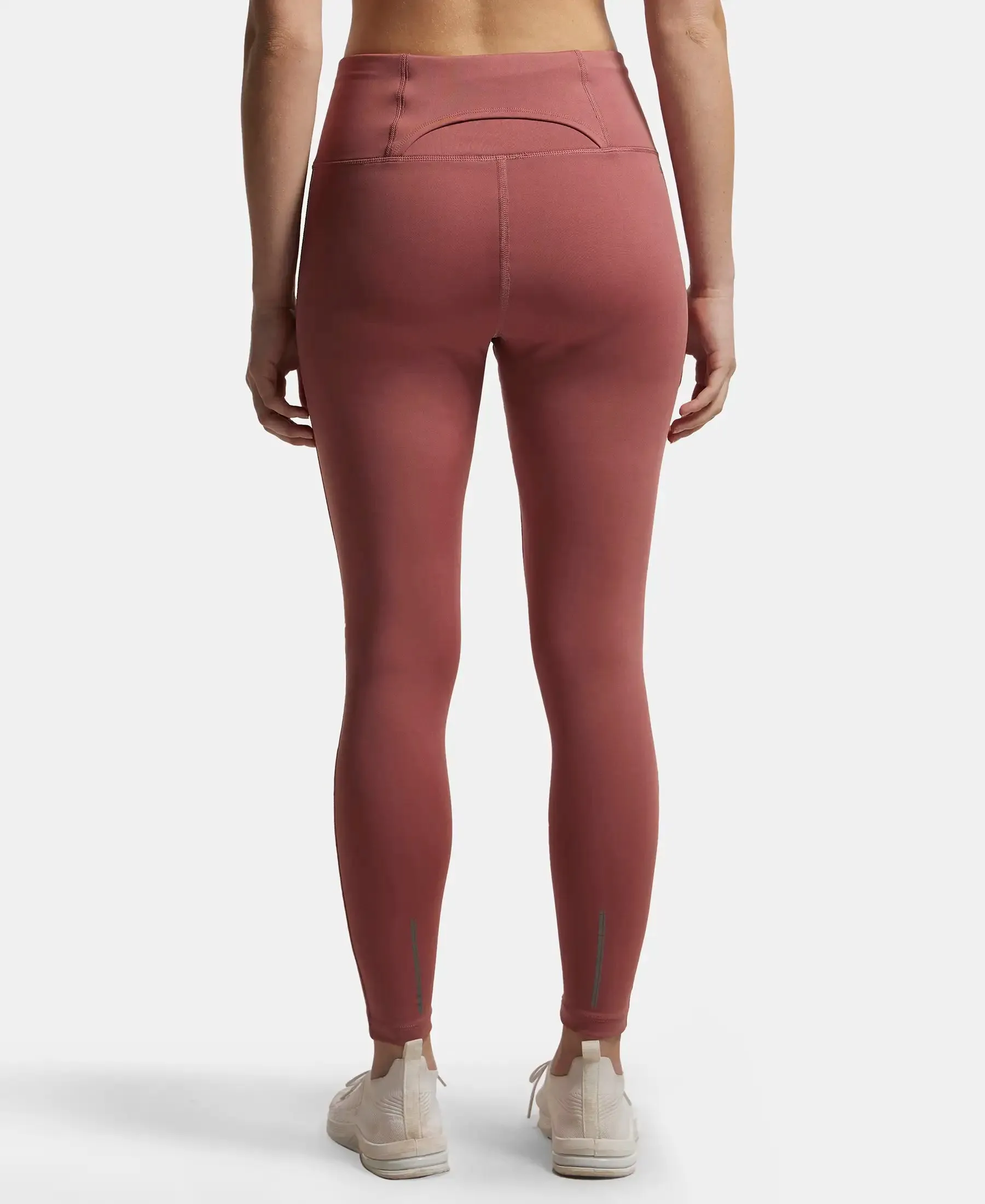 Microfiber Elastane Stretch Performance 7/8th Leggings with Broadwaistband & Back Pocket - Withered Rose