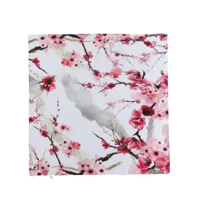 Mid-Sized Square Silk Scarf White Background Red Plum Blossom Print ZFD206