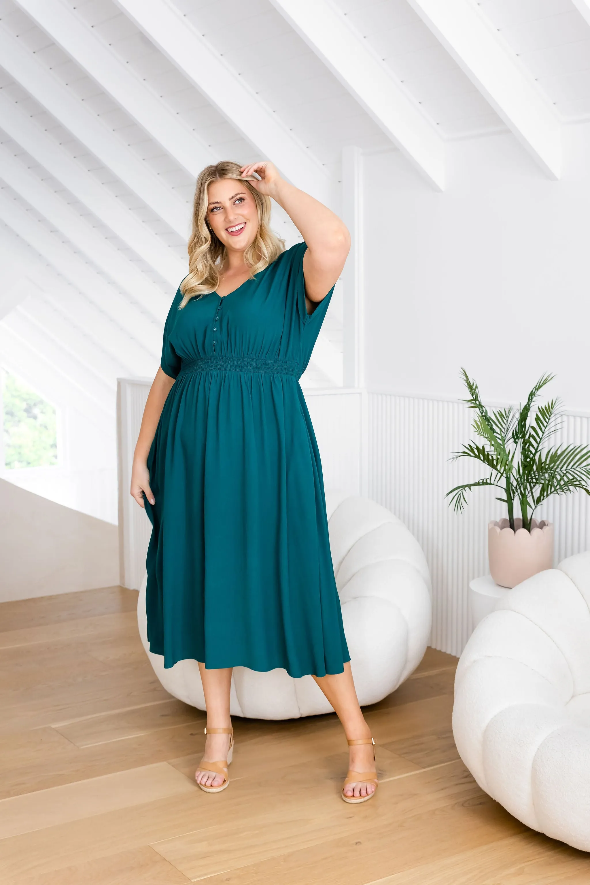 Millie Dress in Forest Green