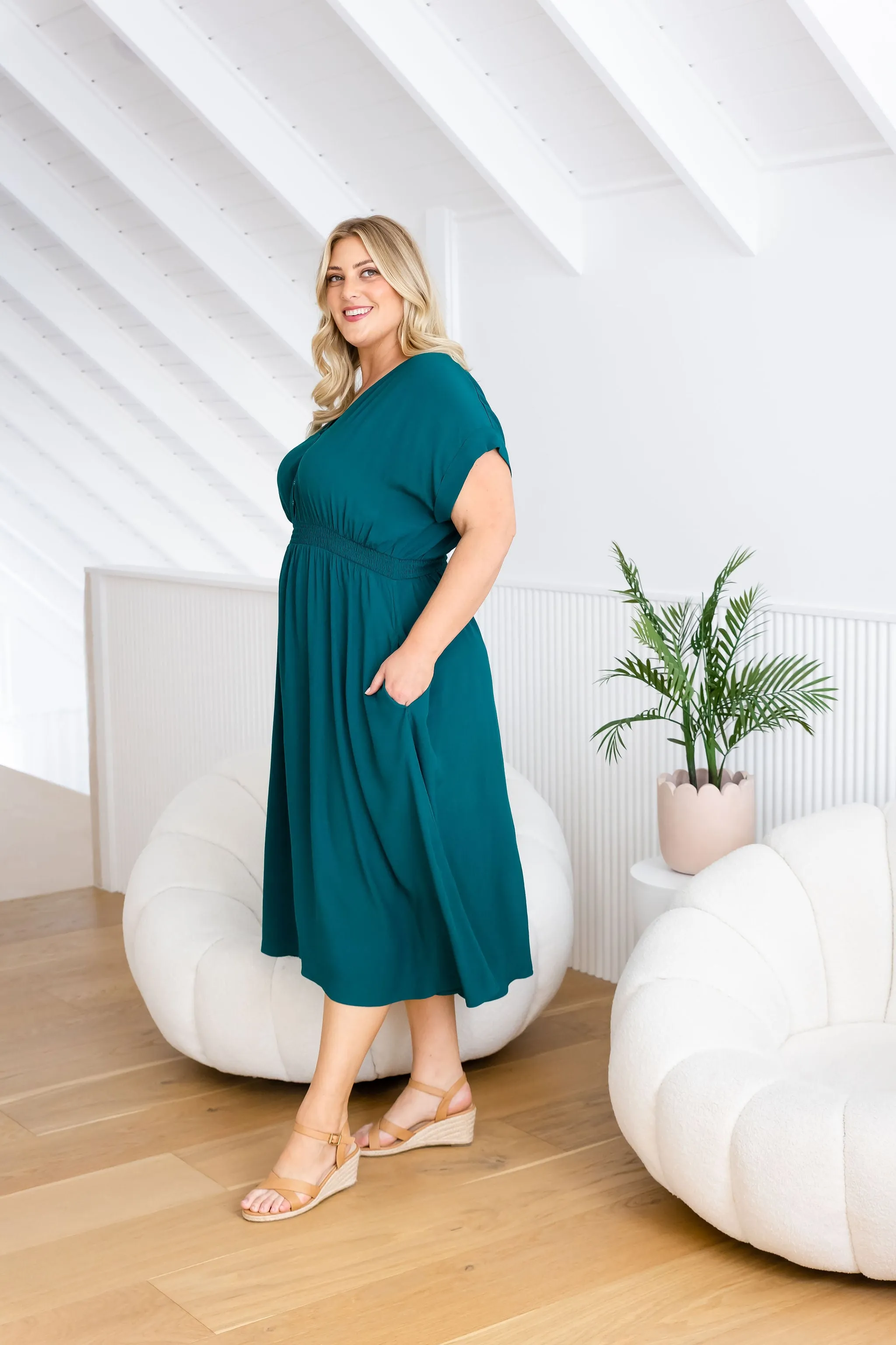 Millie Dress in Forest Green