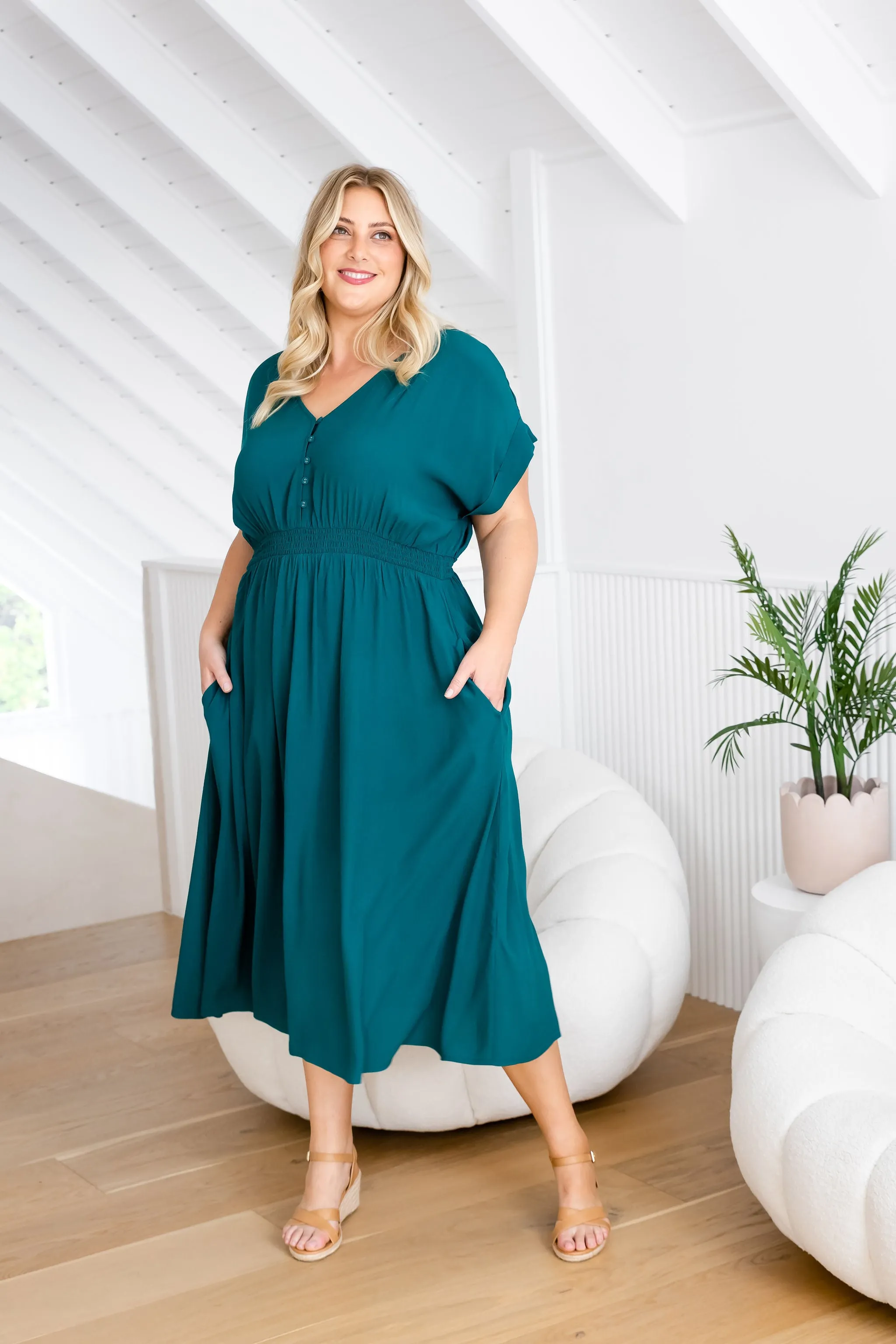 Millie Dress in Forest Green