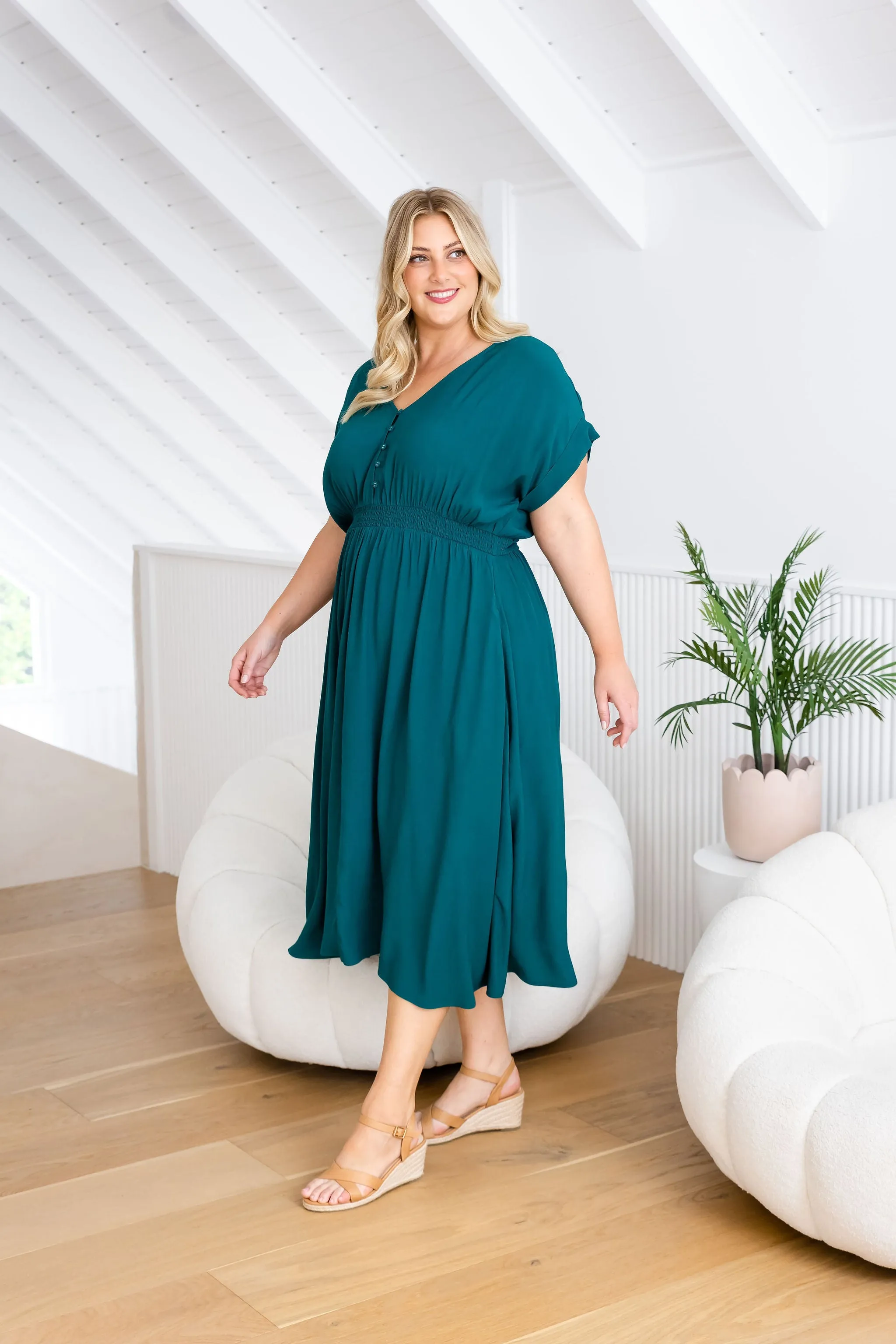 Millie Dress in Forest Green