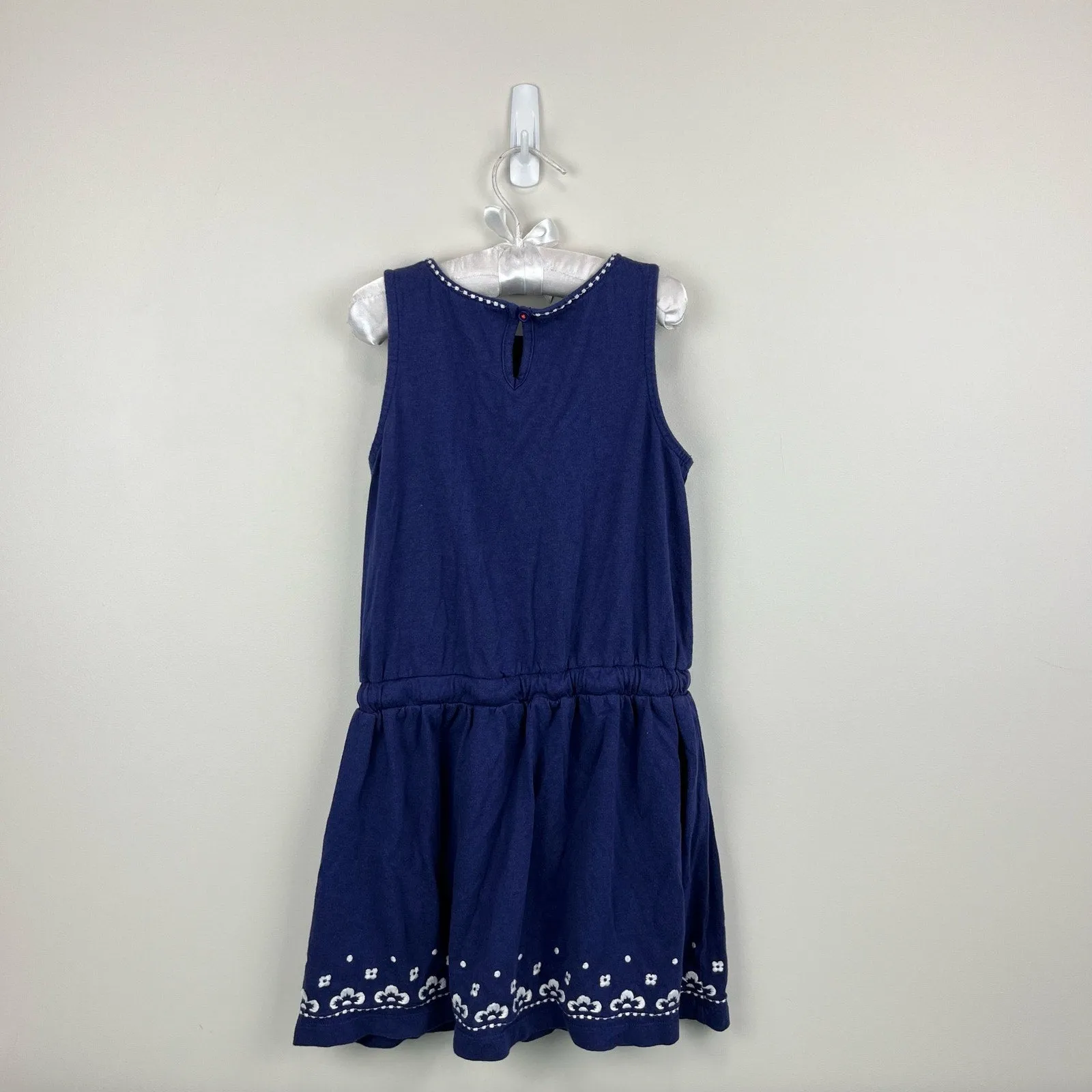 Mini Boden Embroidered Tie Waist Dress Indigo 6-7