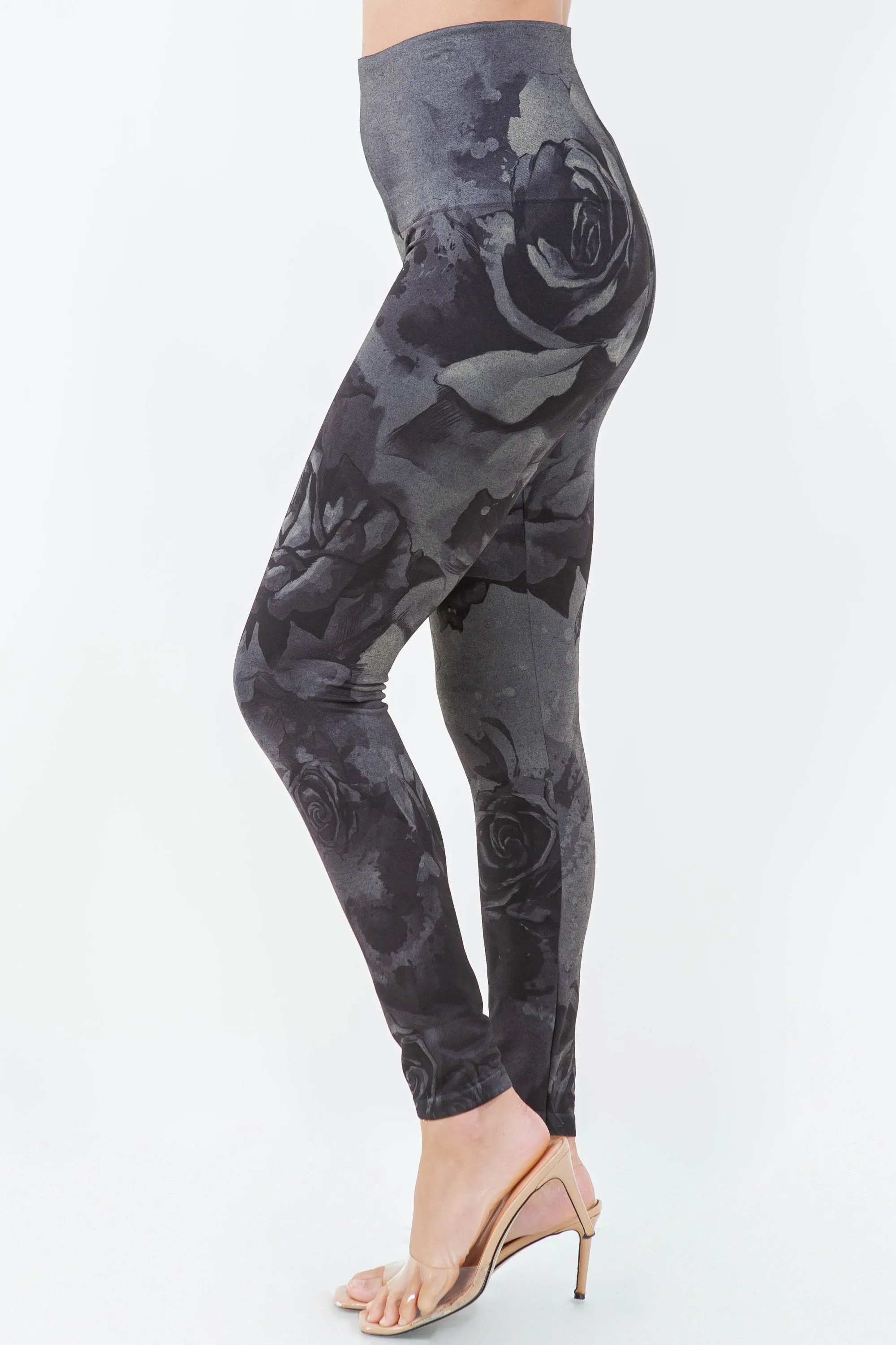 Monochrome Rose Leggings