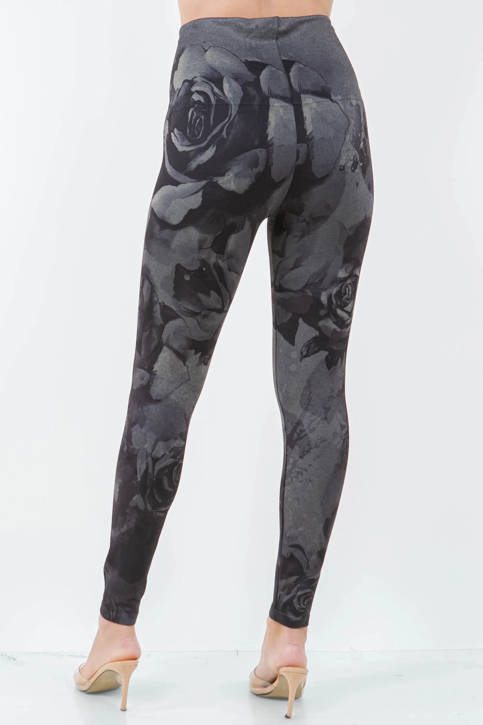 Monochrome Rose Leggings