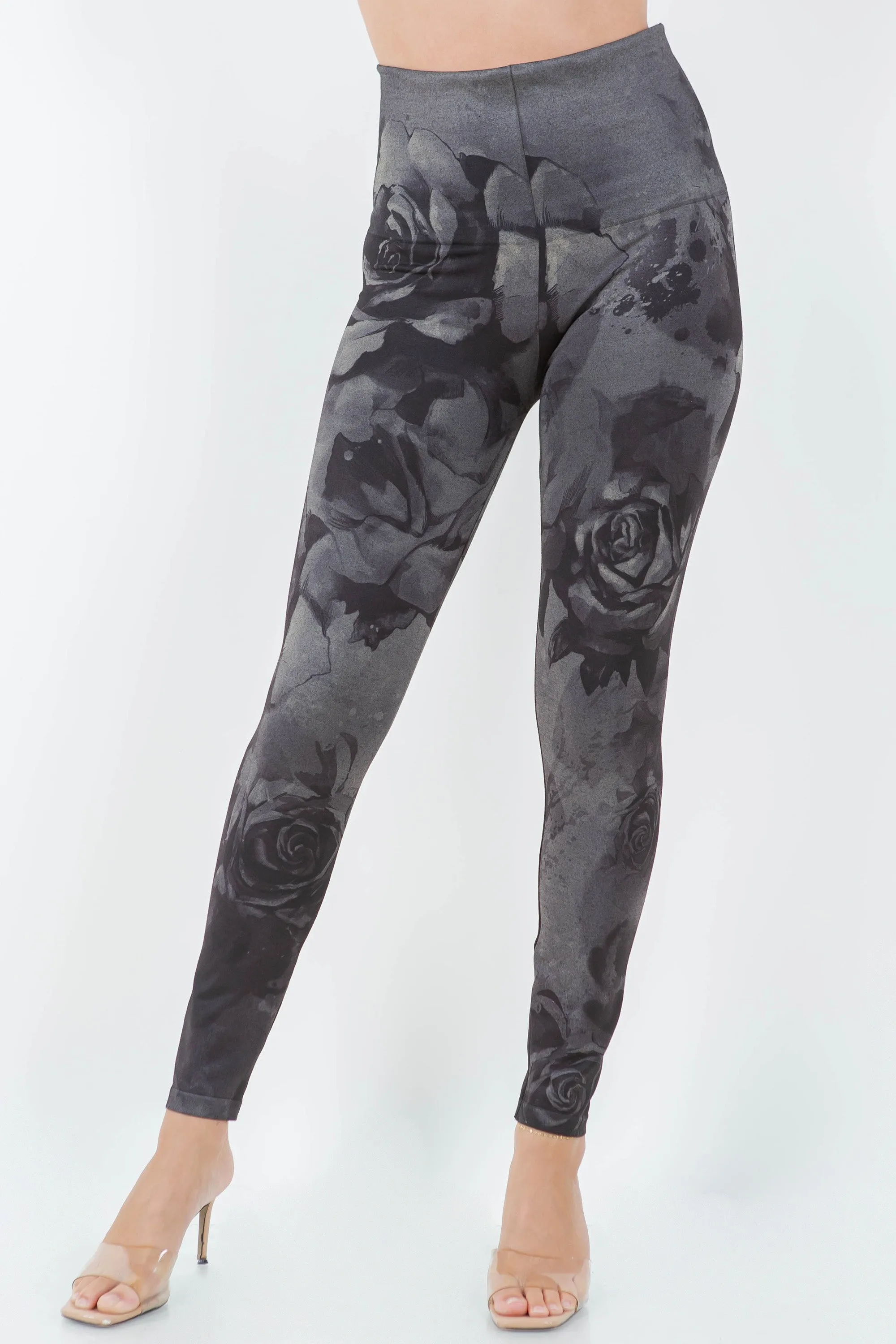 Monochrome Rose Leggings