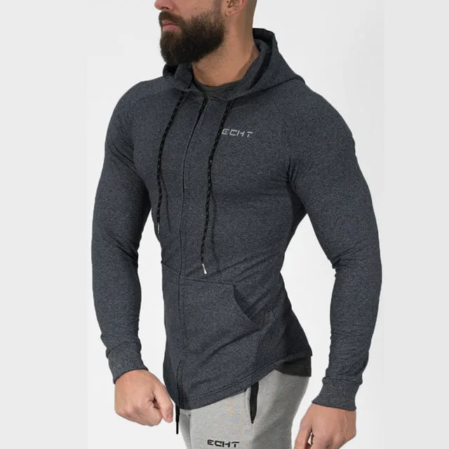 New Men Cotton Sweatshirt Gyms Fitness Bodybuilding Workout Hoodies Casual Fashion Jacket Zipper Sportswear Tracksuits Clothing