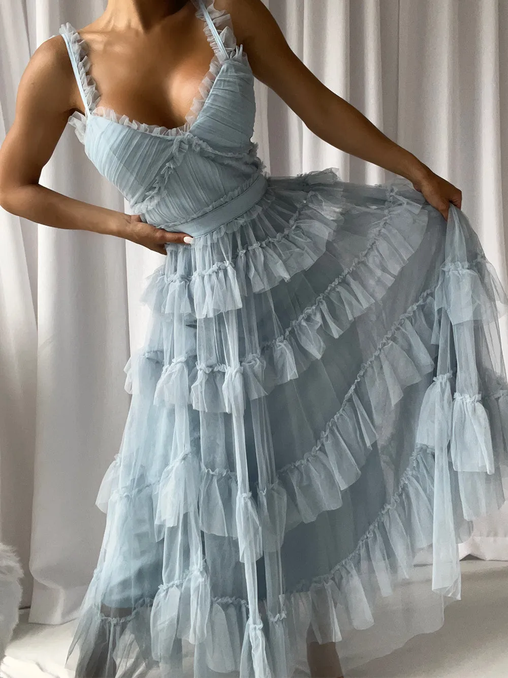 NILA Tulle Maxi Dress in Columbia