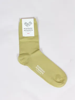 Nishiguchi Kutsushita, Egyptian Cotton Plain Socks. Pistachio Sofa