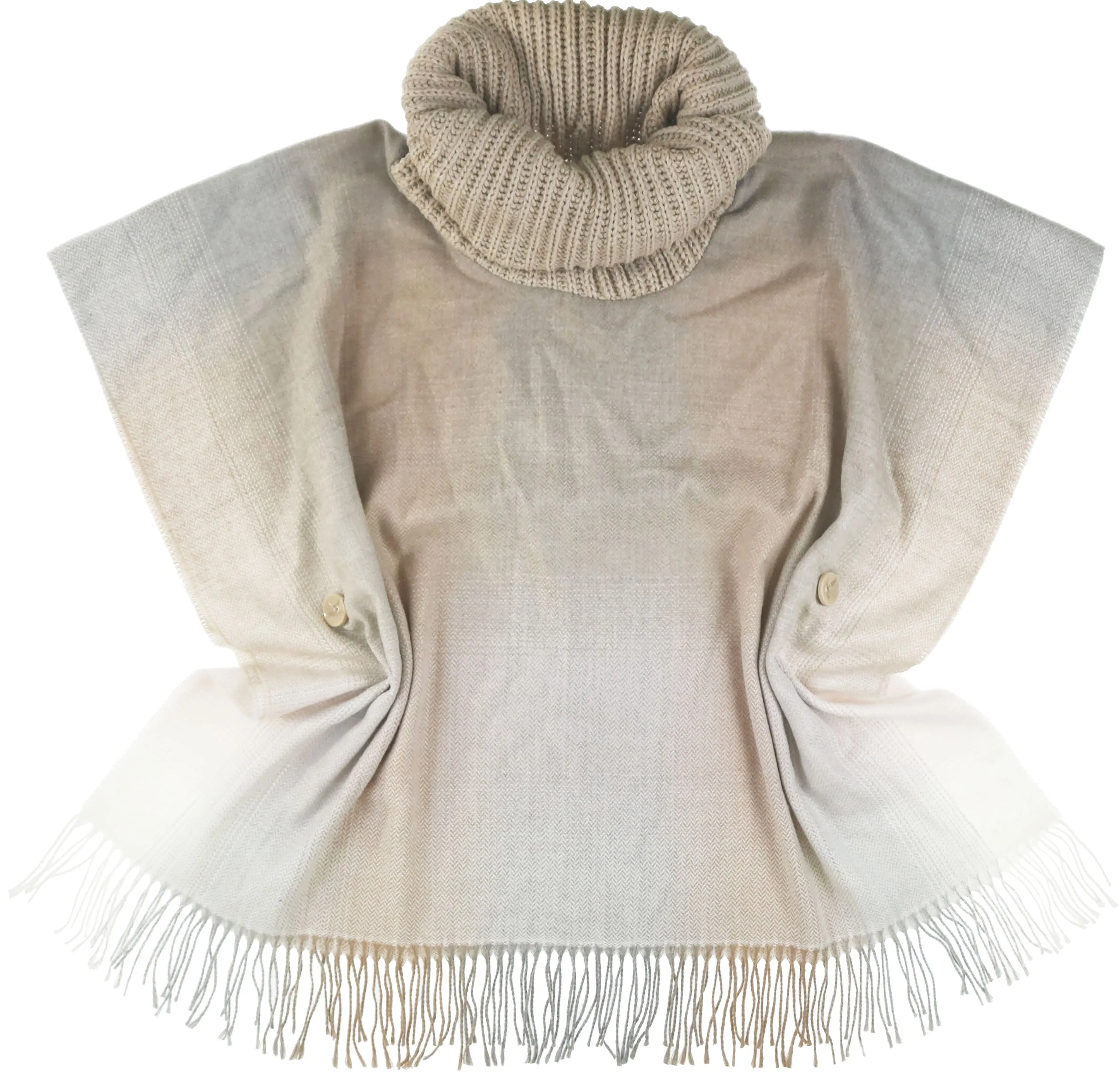 Ombre Cowl Neck Poncho