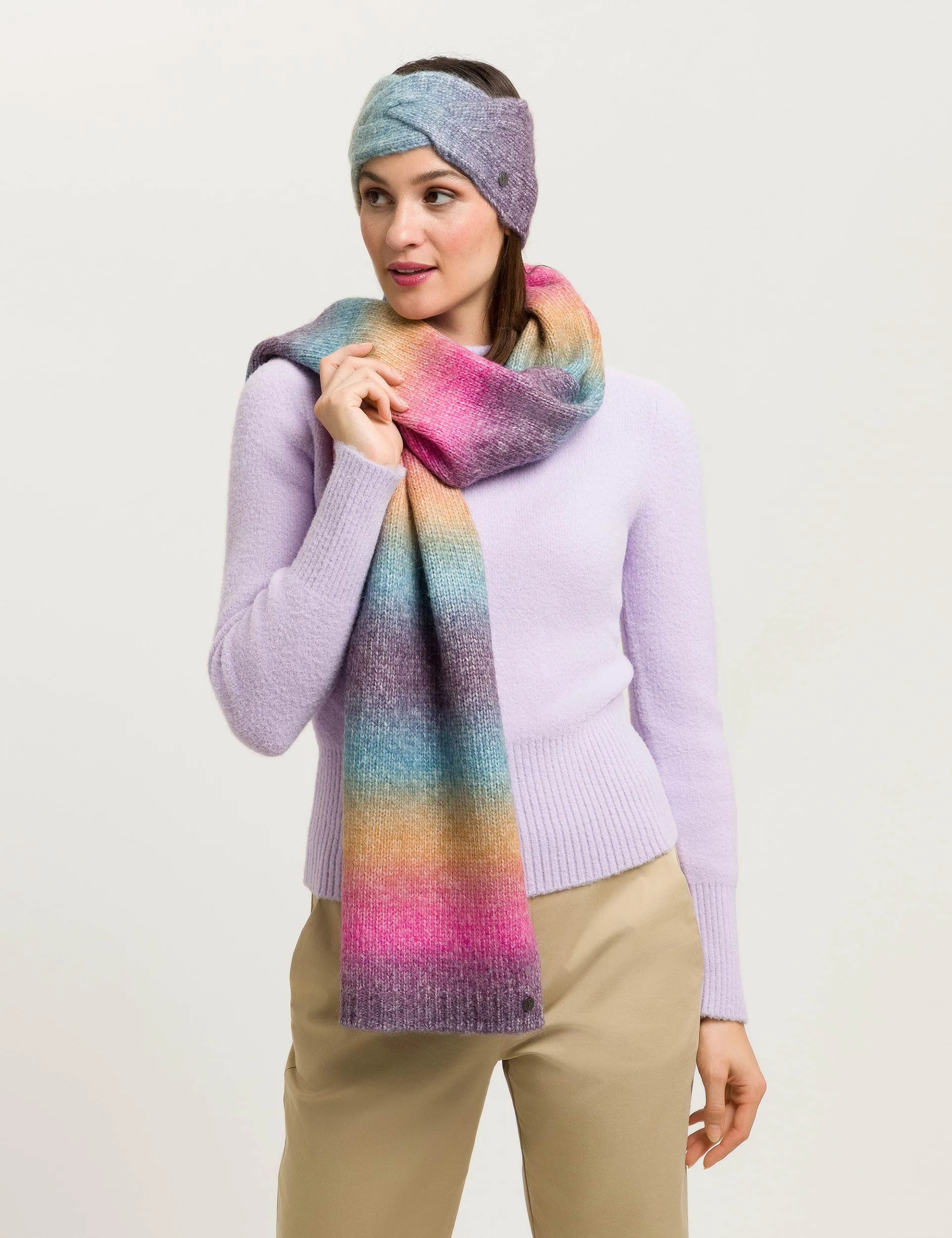 Ombre Stripe Knit Scarf