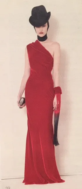 Original Alexander McQueen - Red Long Velvet Grecian Gown with Arm Tassel - IT 40