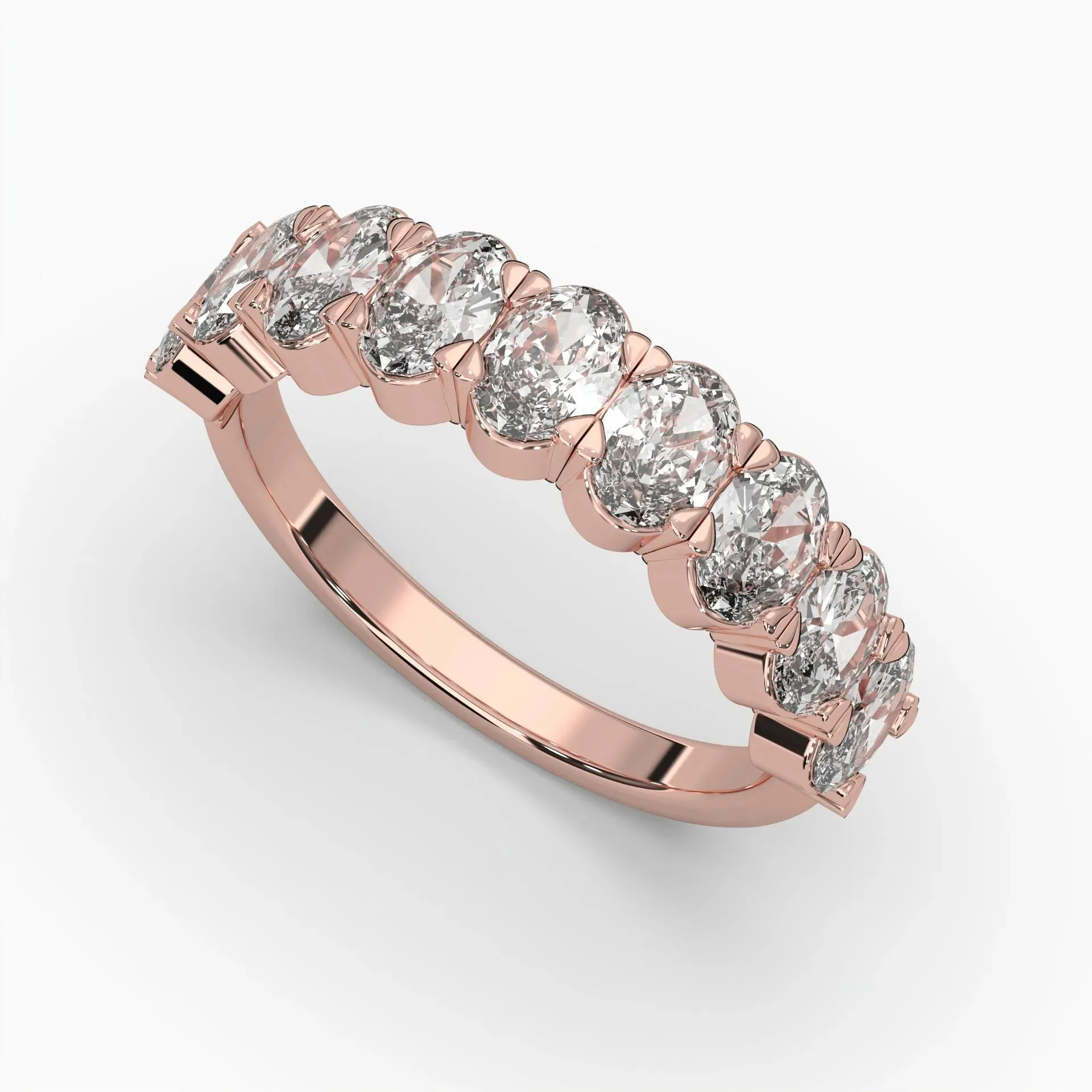 Oval Half Eternity Wedding Band