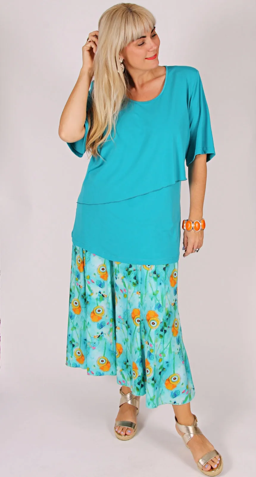 Overlay Rikki Round Neck Top Aqua